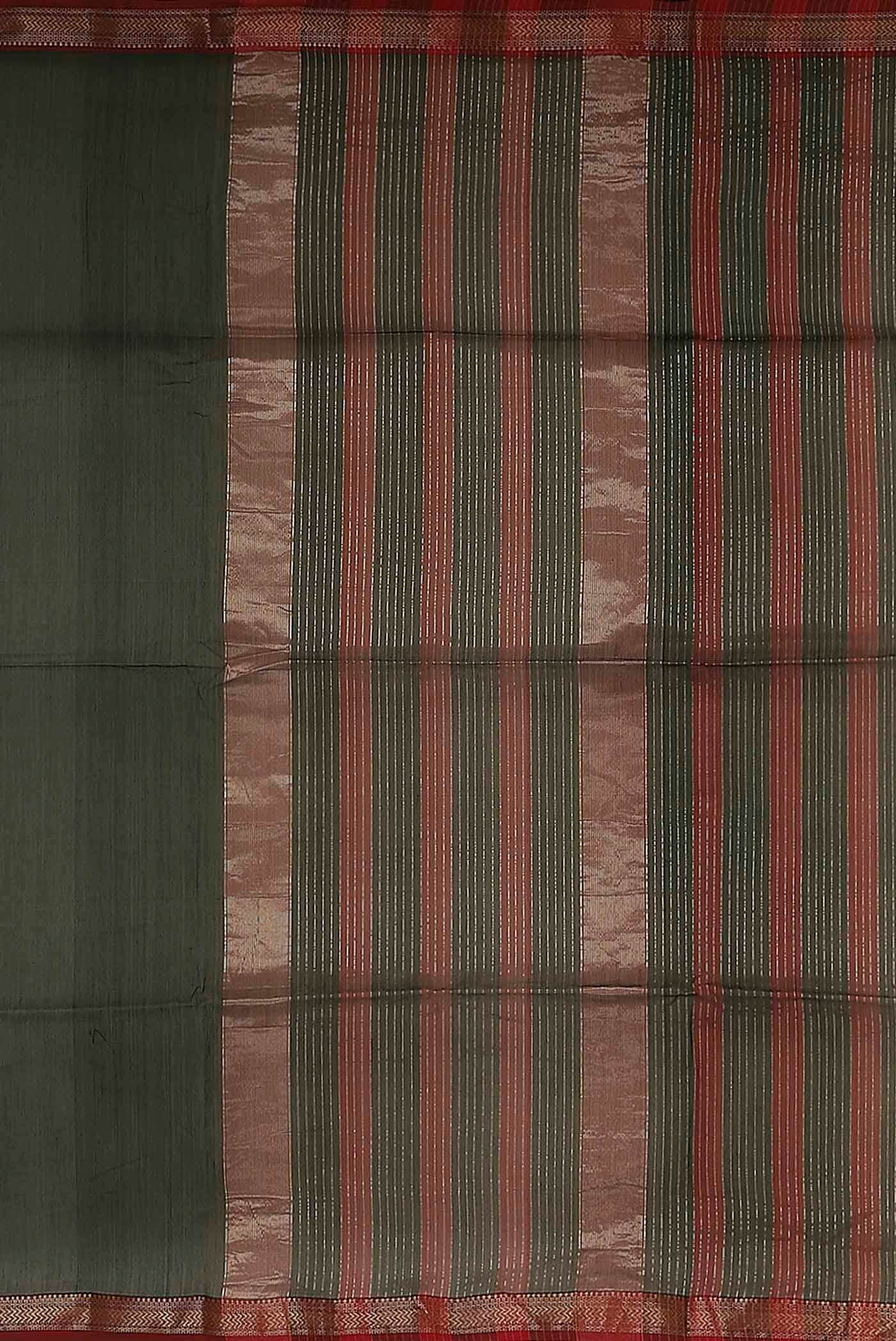 Bottle Green Maheshwari Silk Cotton Saree
