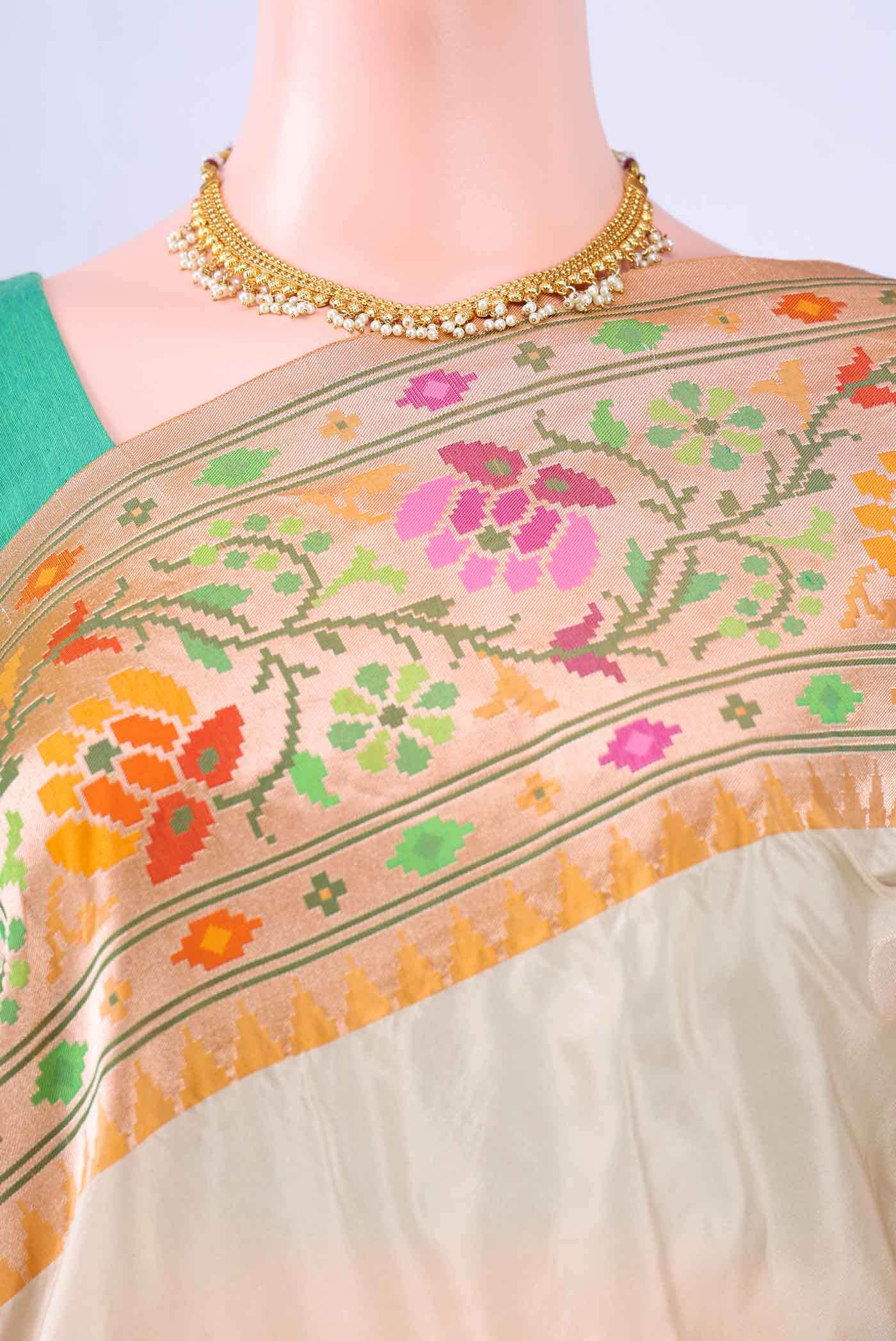 Beige Banarasi Silk Saree