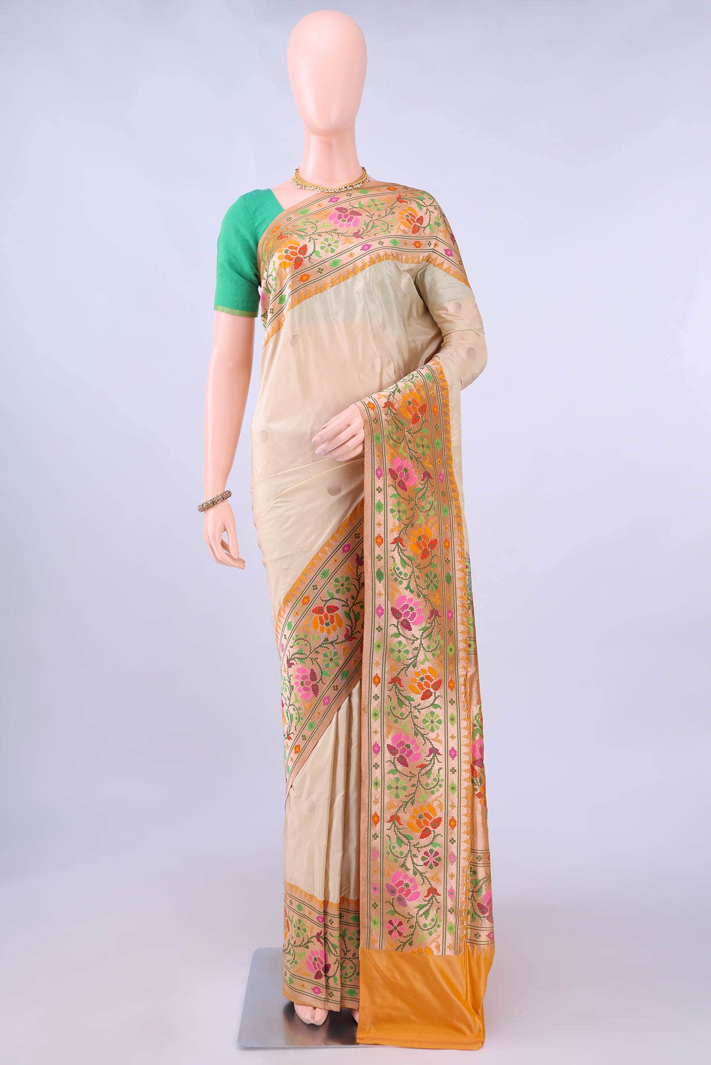 Beige Banarasi Silk Saree