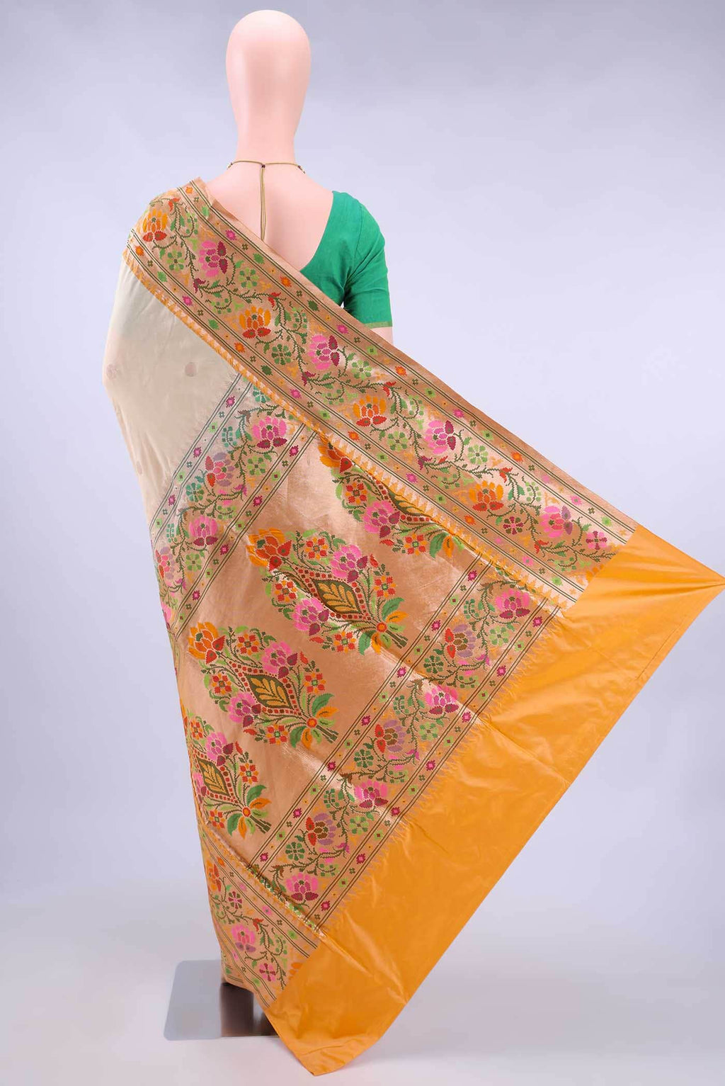 Beige Banarasi Silk Saree