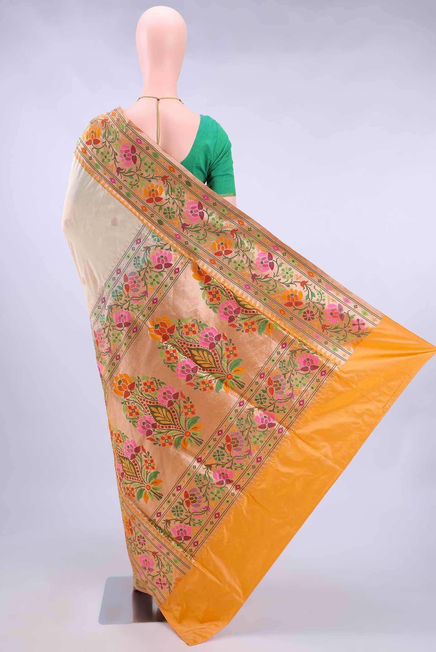 Beige Banarasi Silk Saree