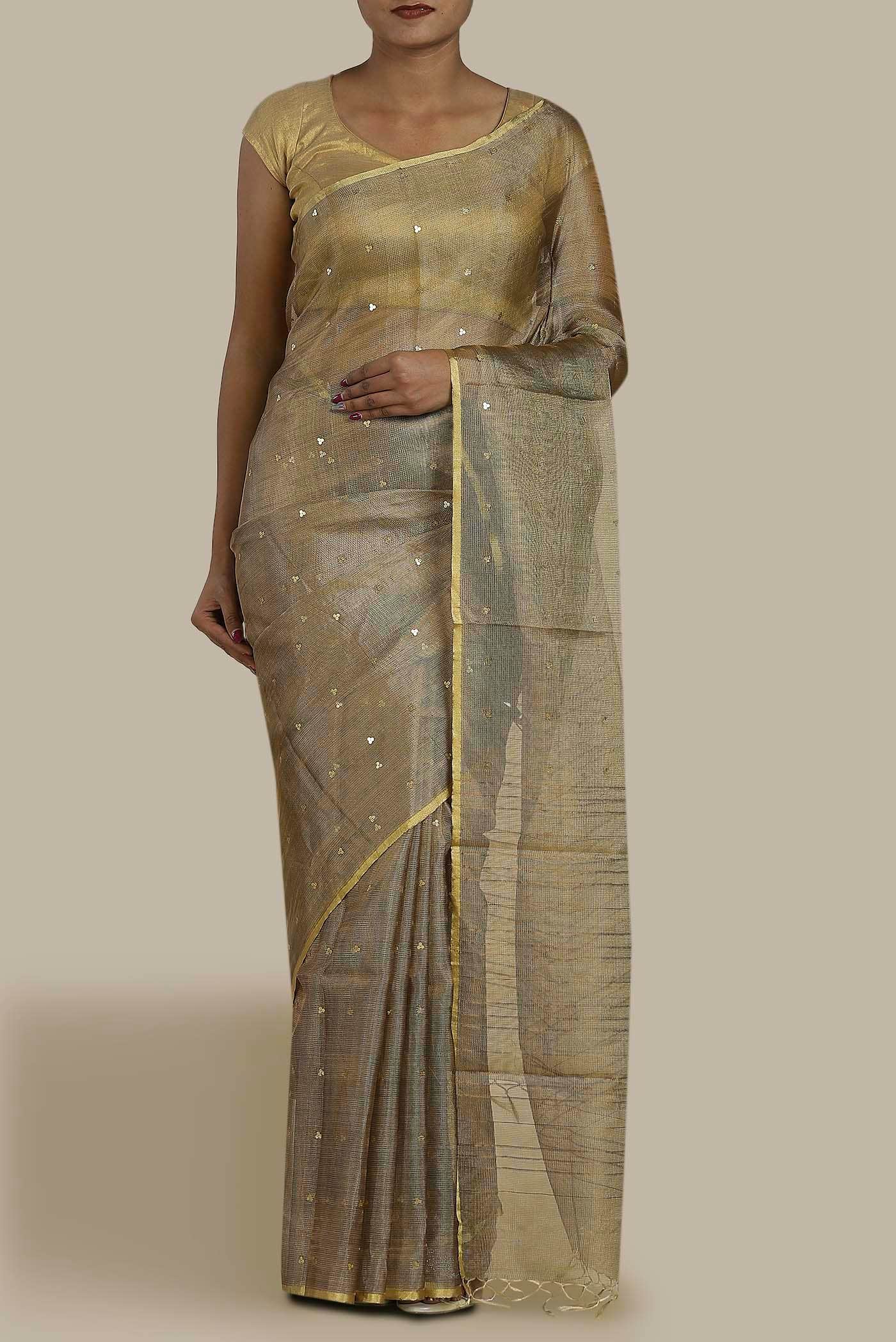 Gold Bhagalpuri Tussar Silk Saree