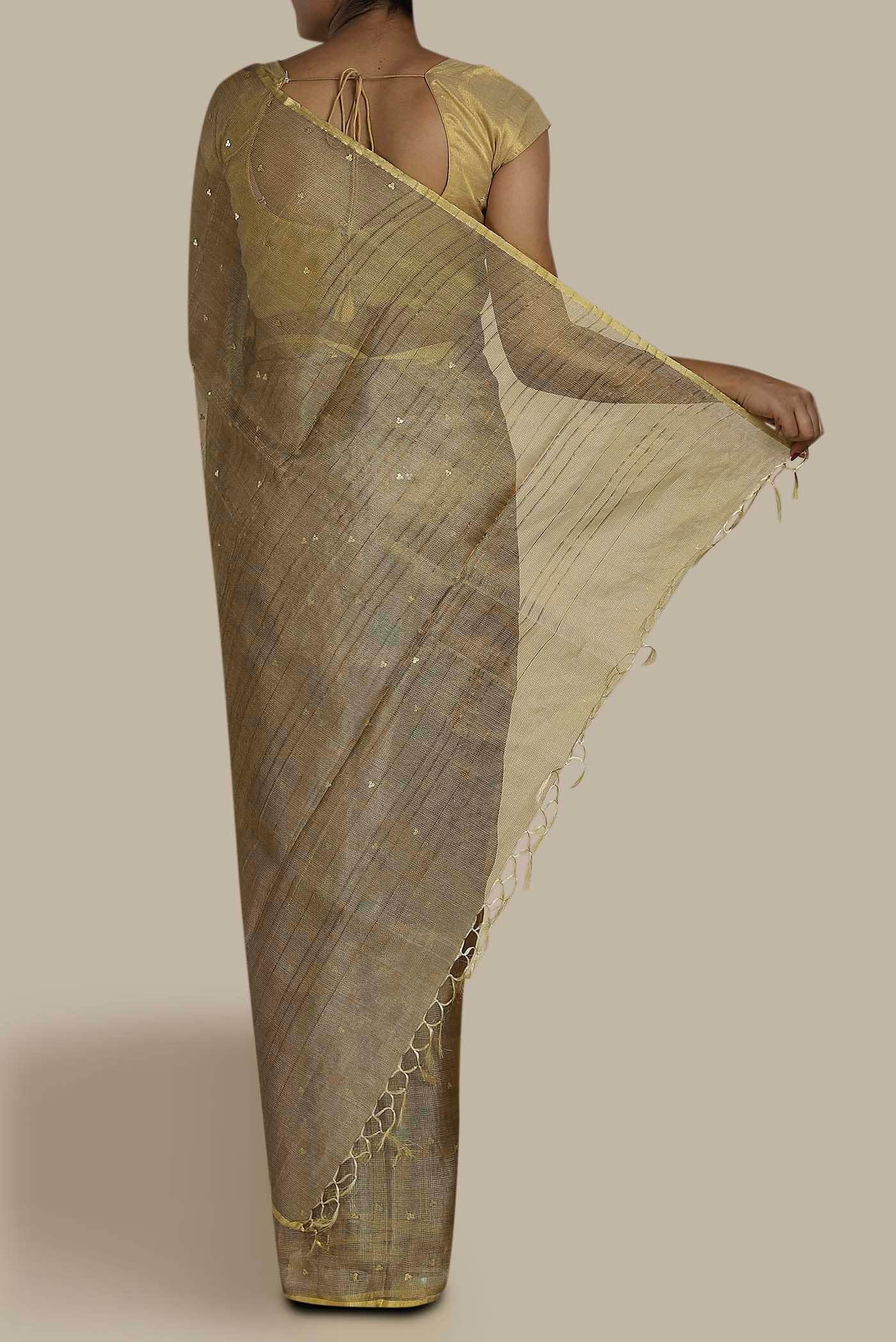 Gold Bhagalpuri Tussar Silk Saree