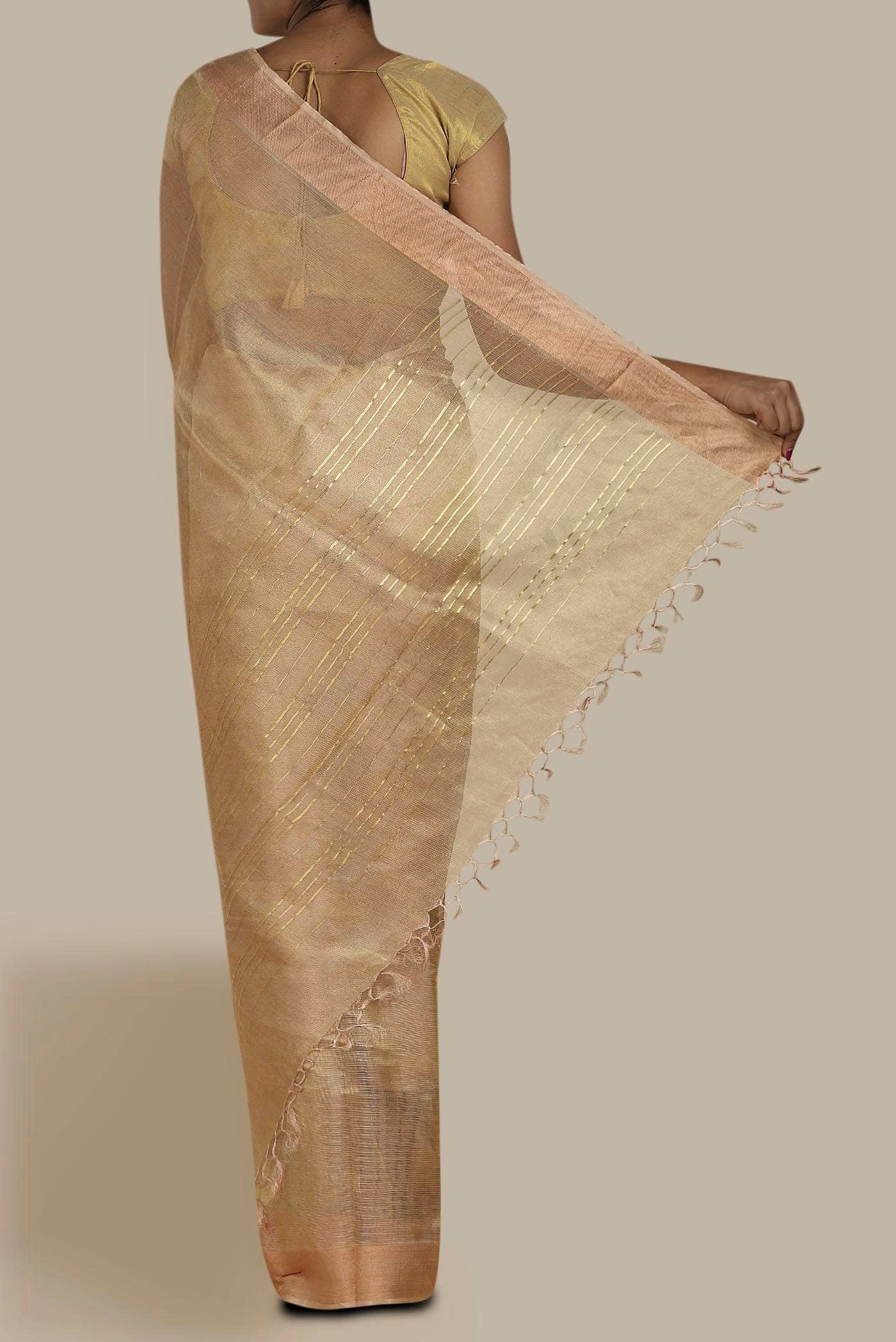 Gold Bhagalpuri Tussar Silk Saree