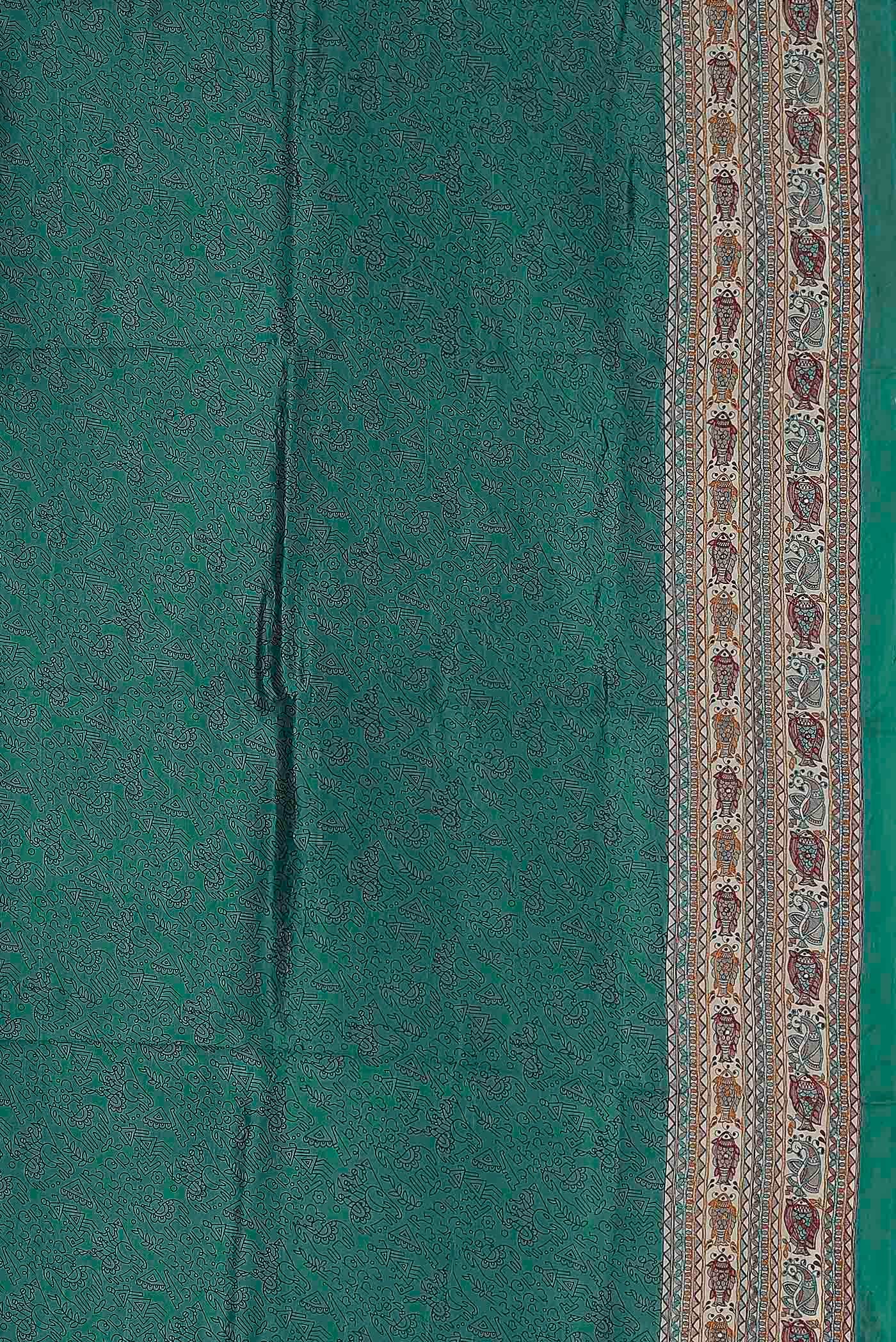 Teal Raw Silk Saree