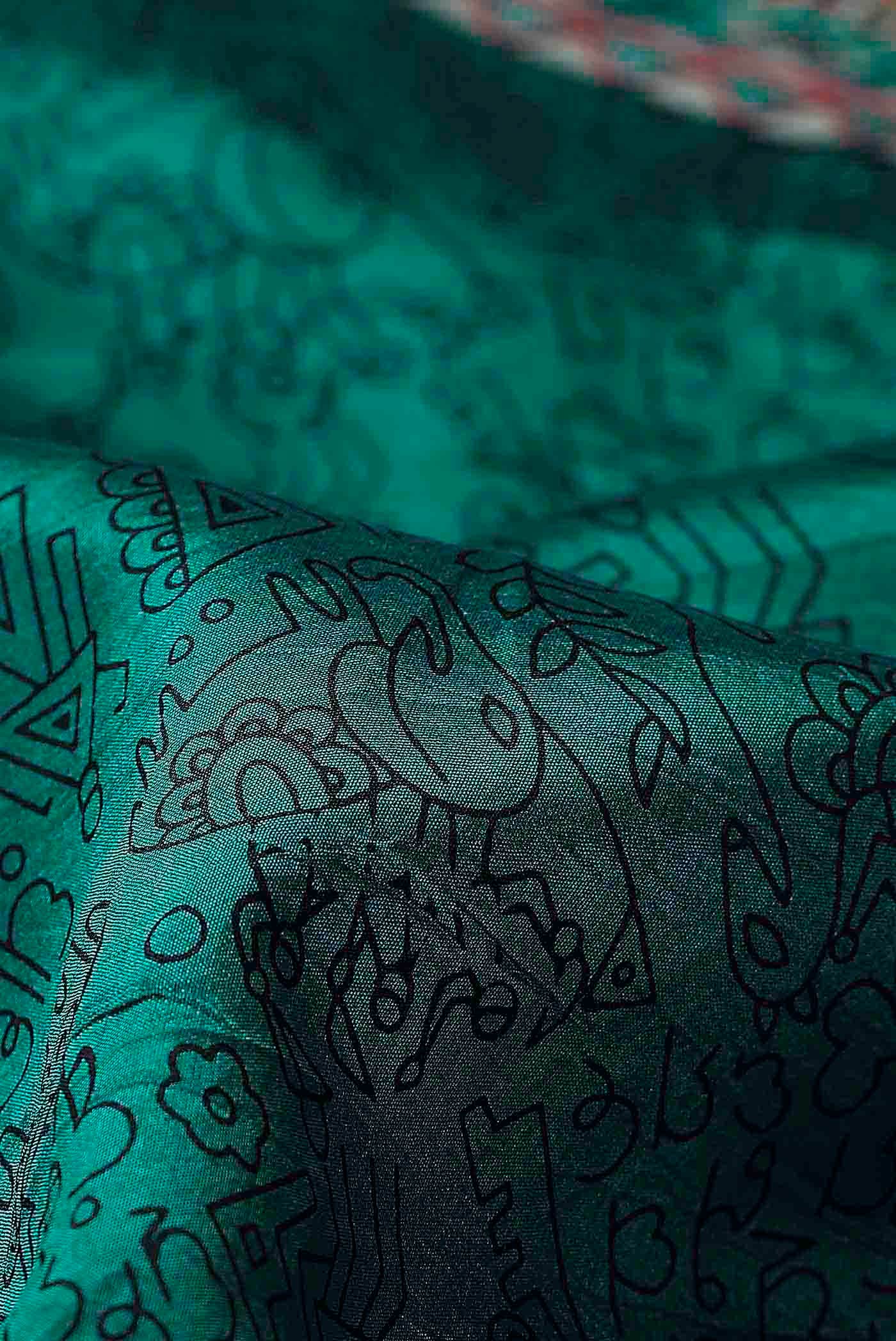 Teal Raw Silk Saree