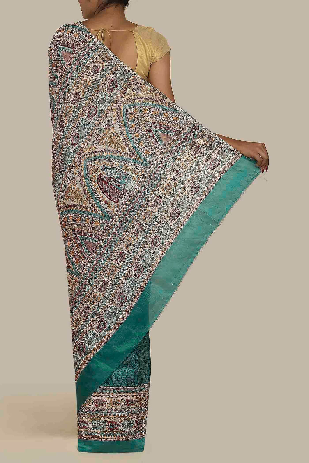 Teal Raw Silk Saree
