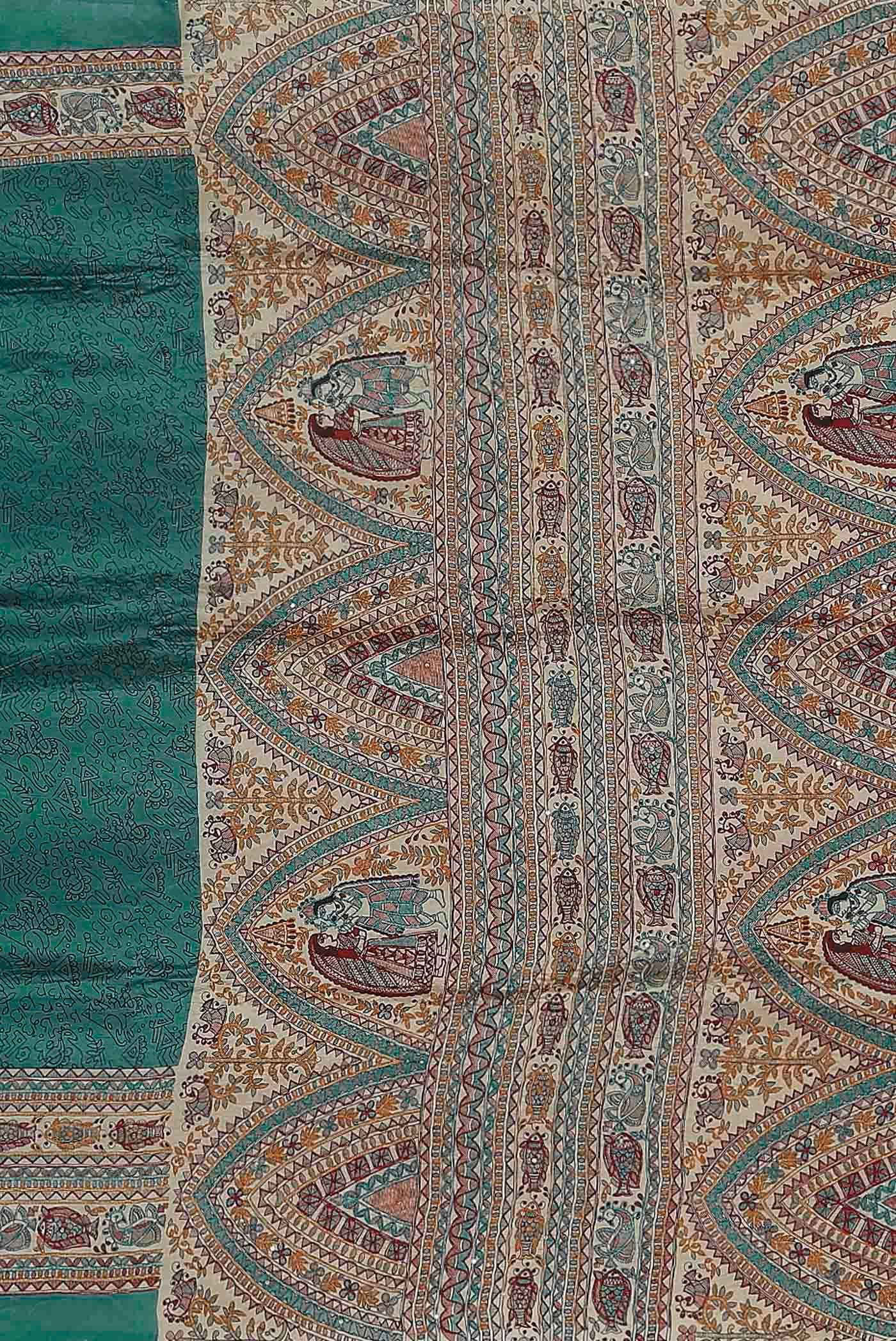 Teal Raw Silk Saree