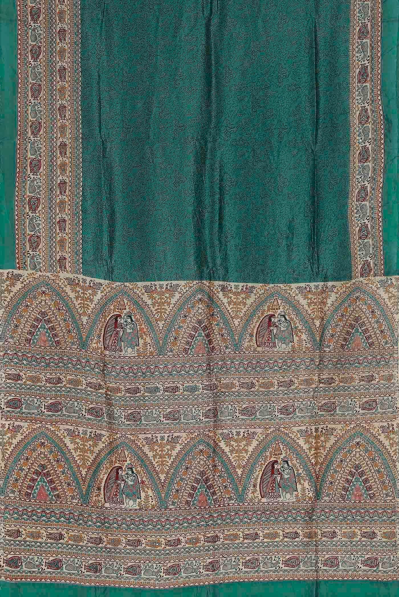 Teal Raw Silk Saree