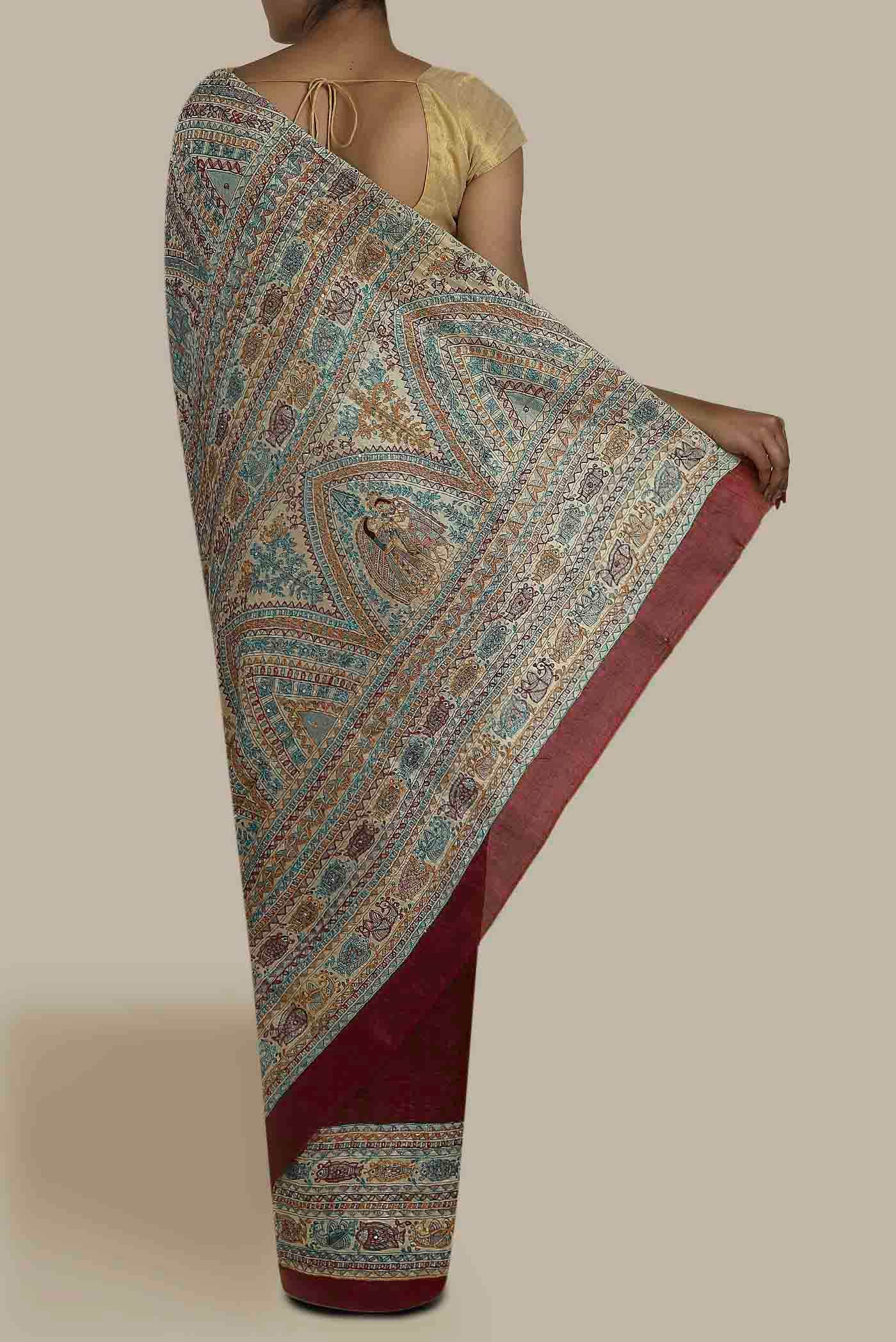 Maroon Raw Silk Saree