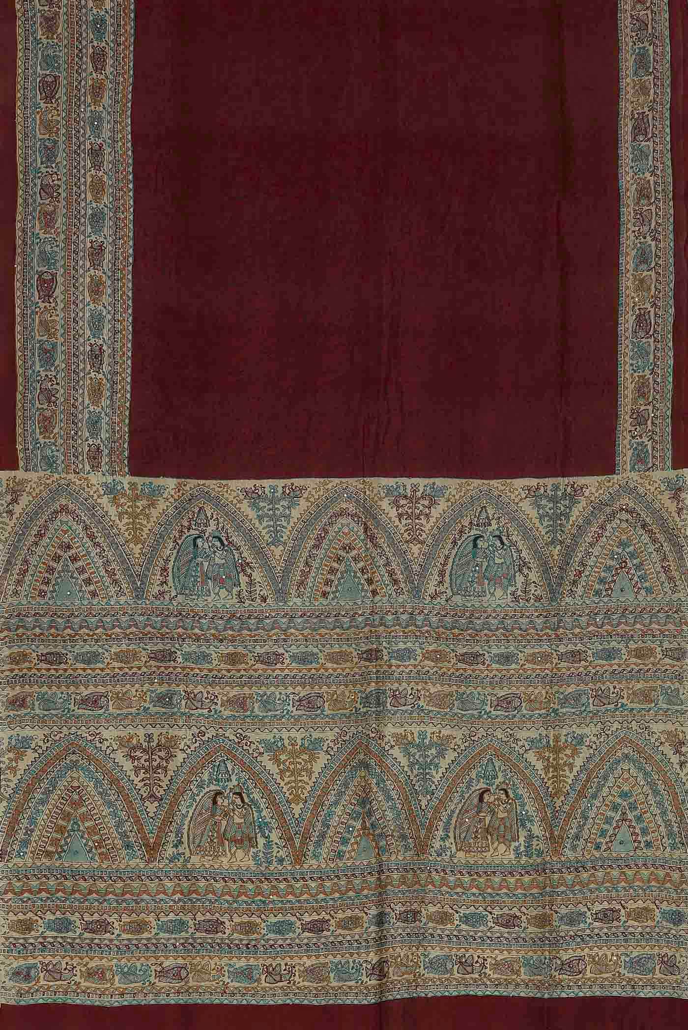 Maroon Raw Silk Saree