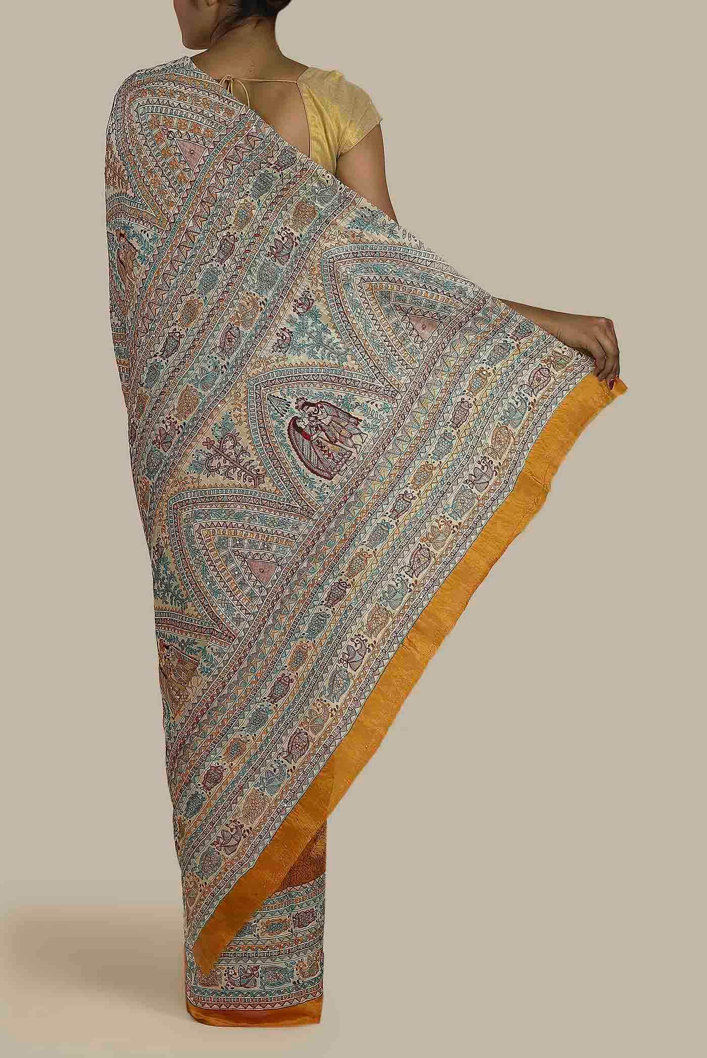 Orange Raw Silk Saree