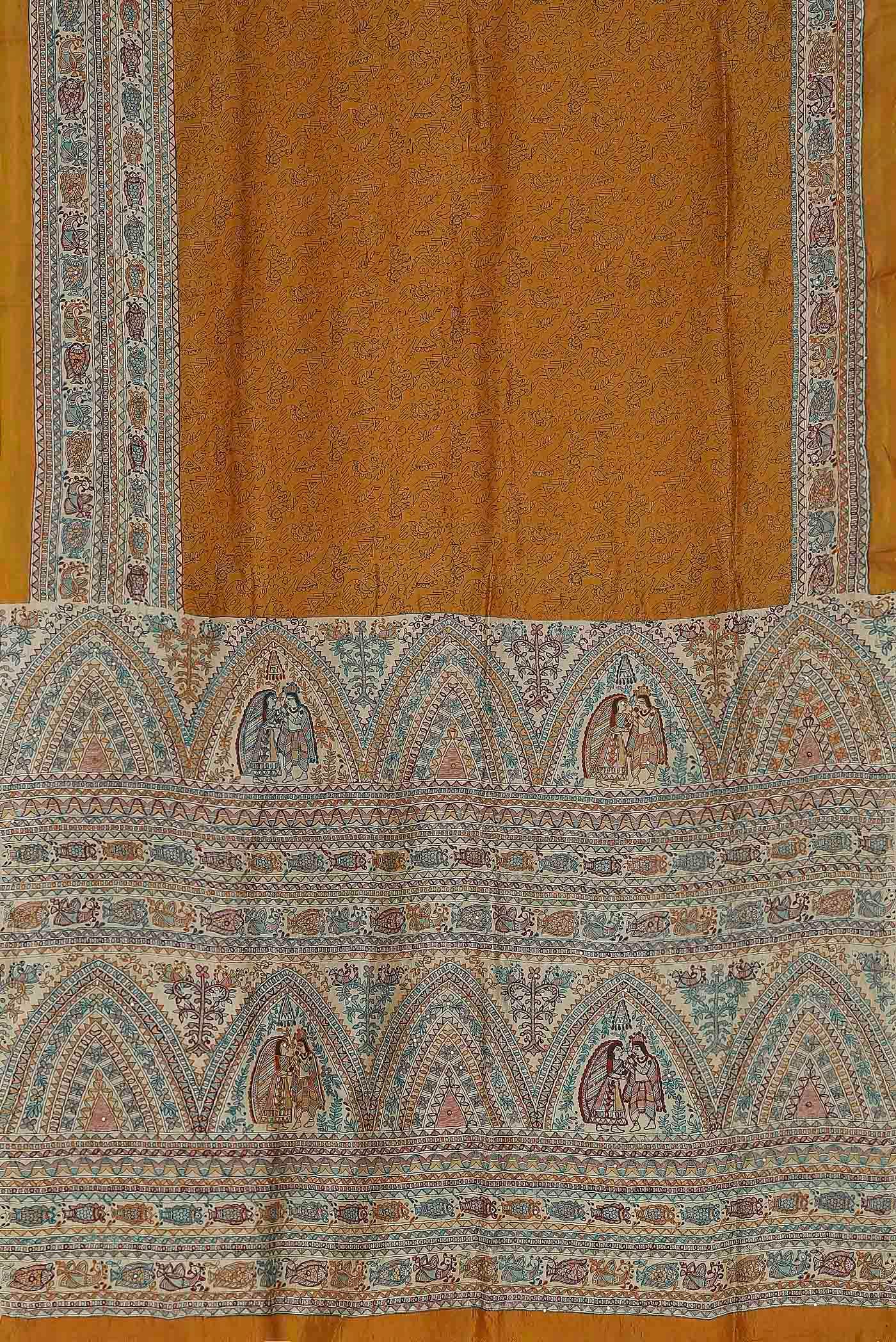 Orange Raw Silk Saree