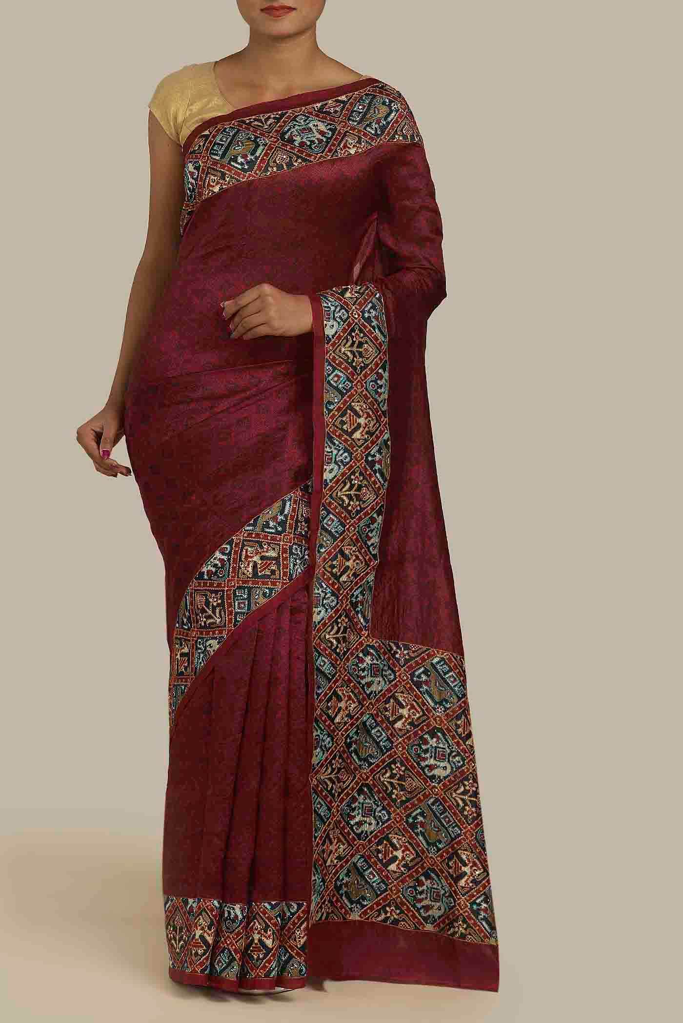 Maroon Raw Silk Saree
