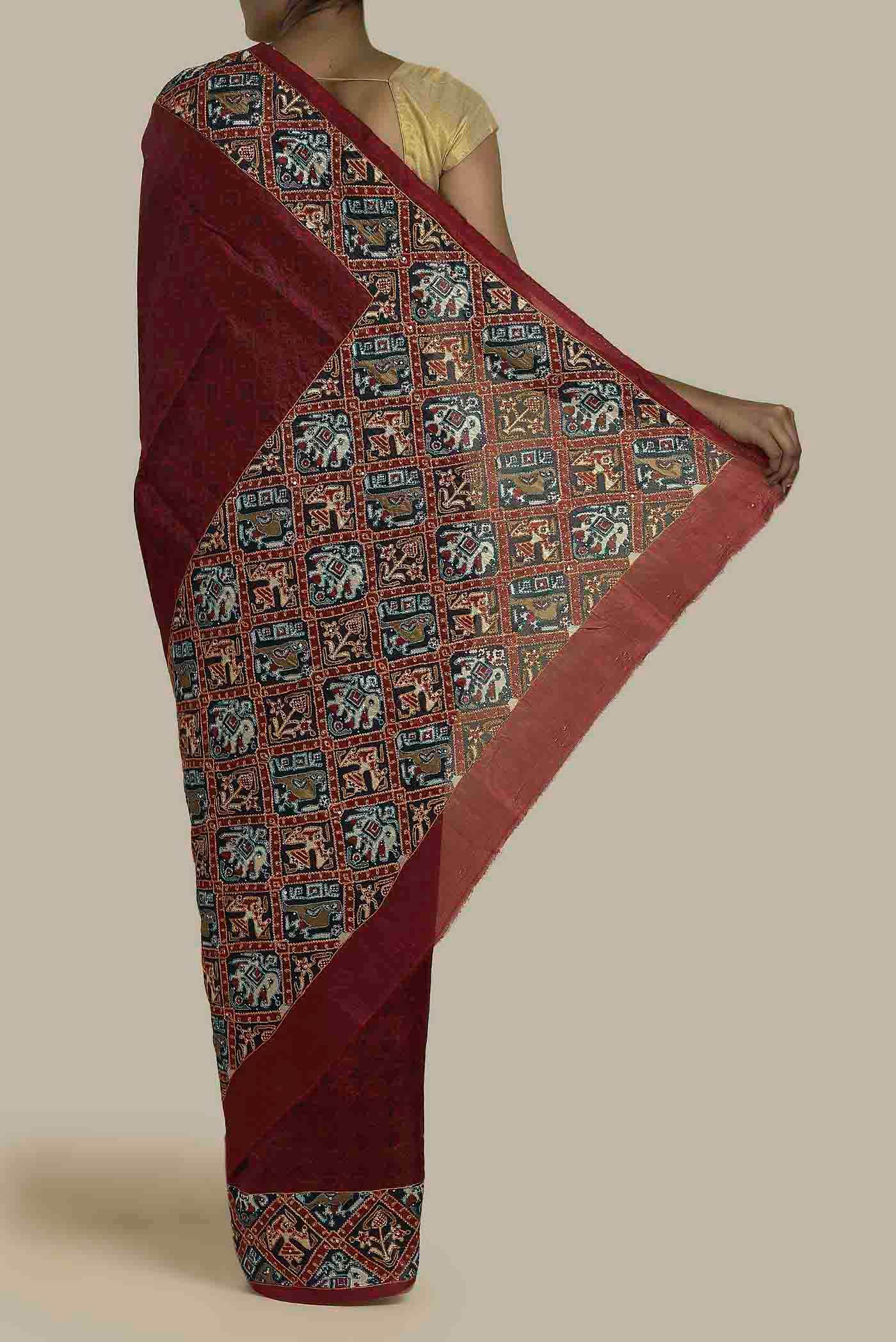 Maroon Raw Silk Saree