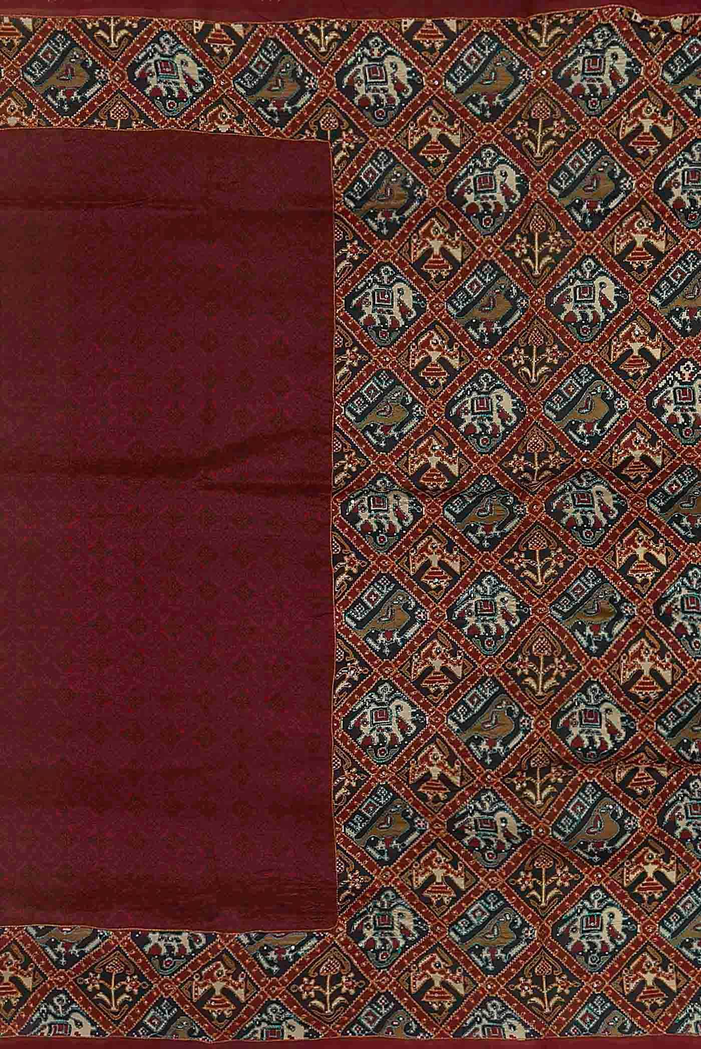 Maroon Raw Silk Saree