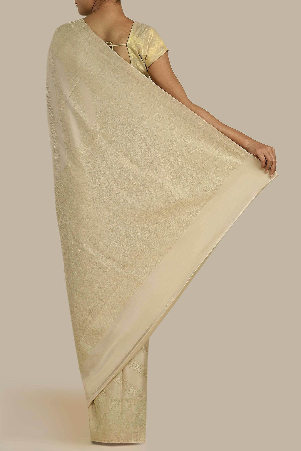 Off White Mysore Crepe Saree