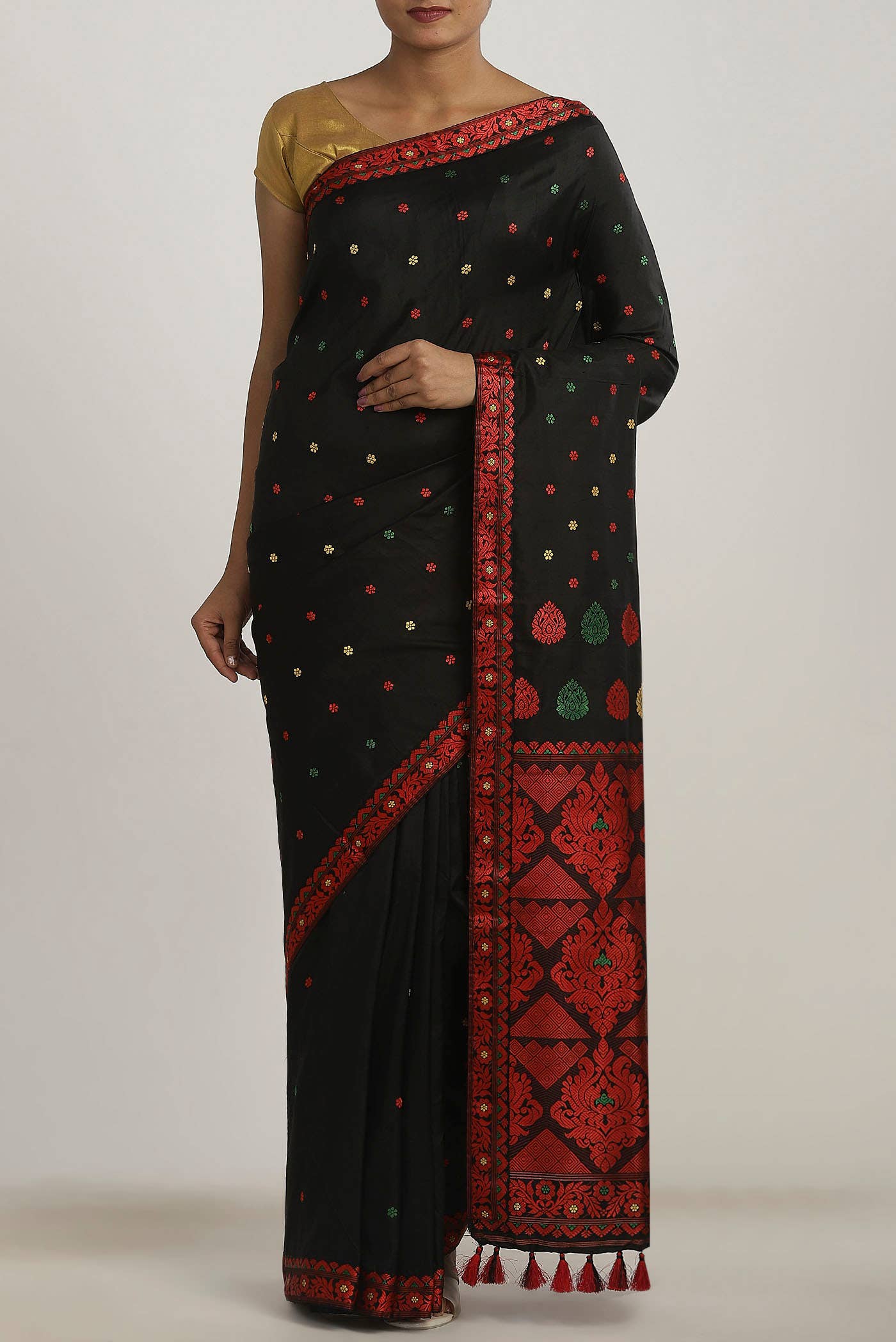 Black Assam Silk Saree