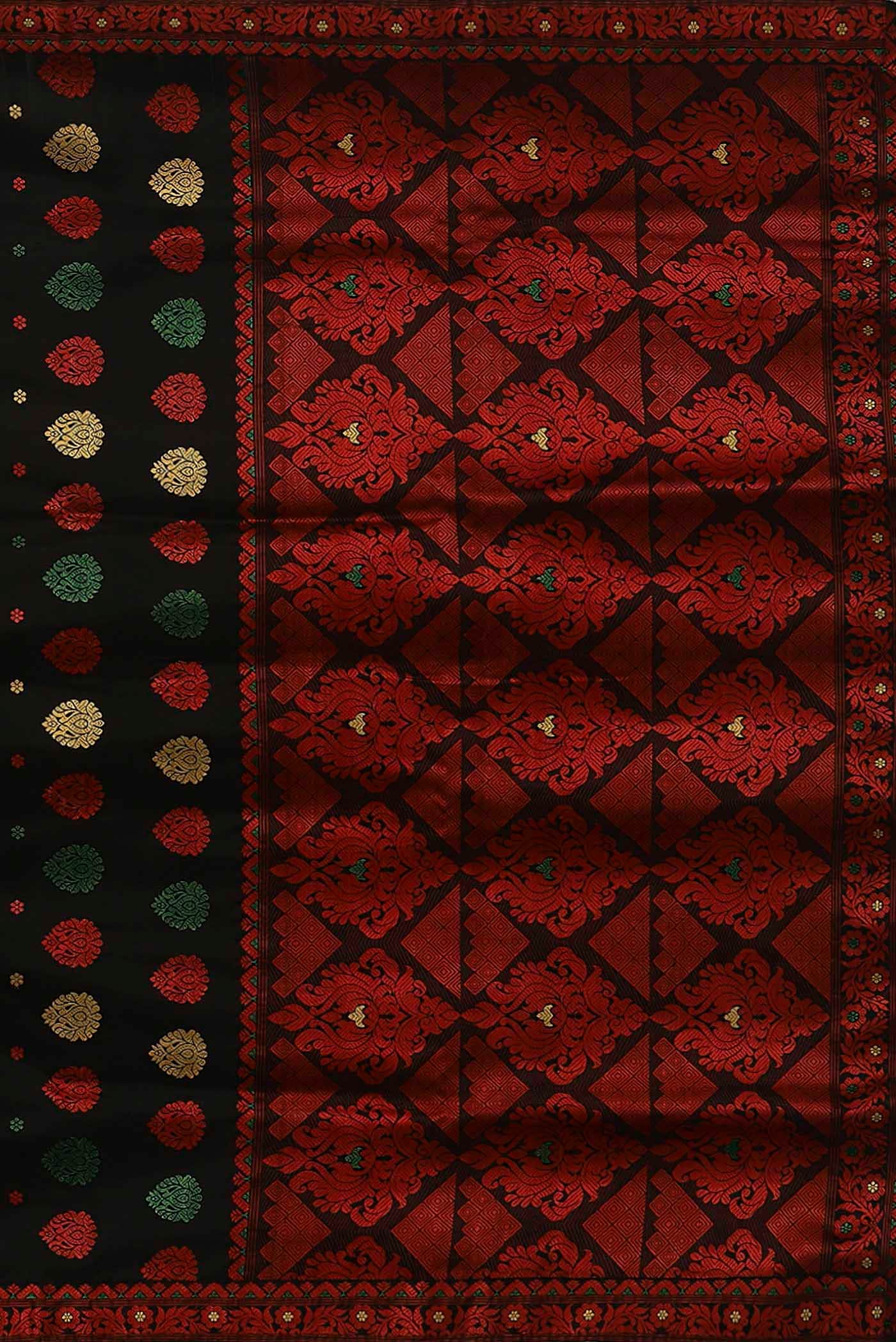 Black Assam Silk Saree