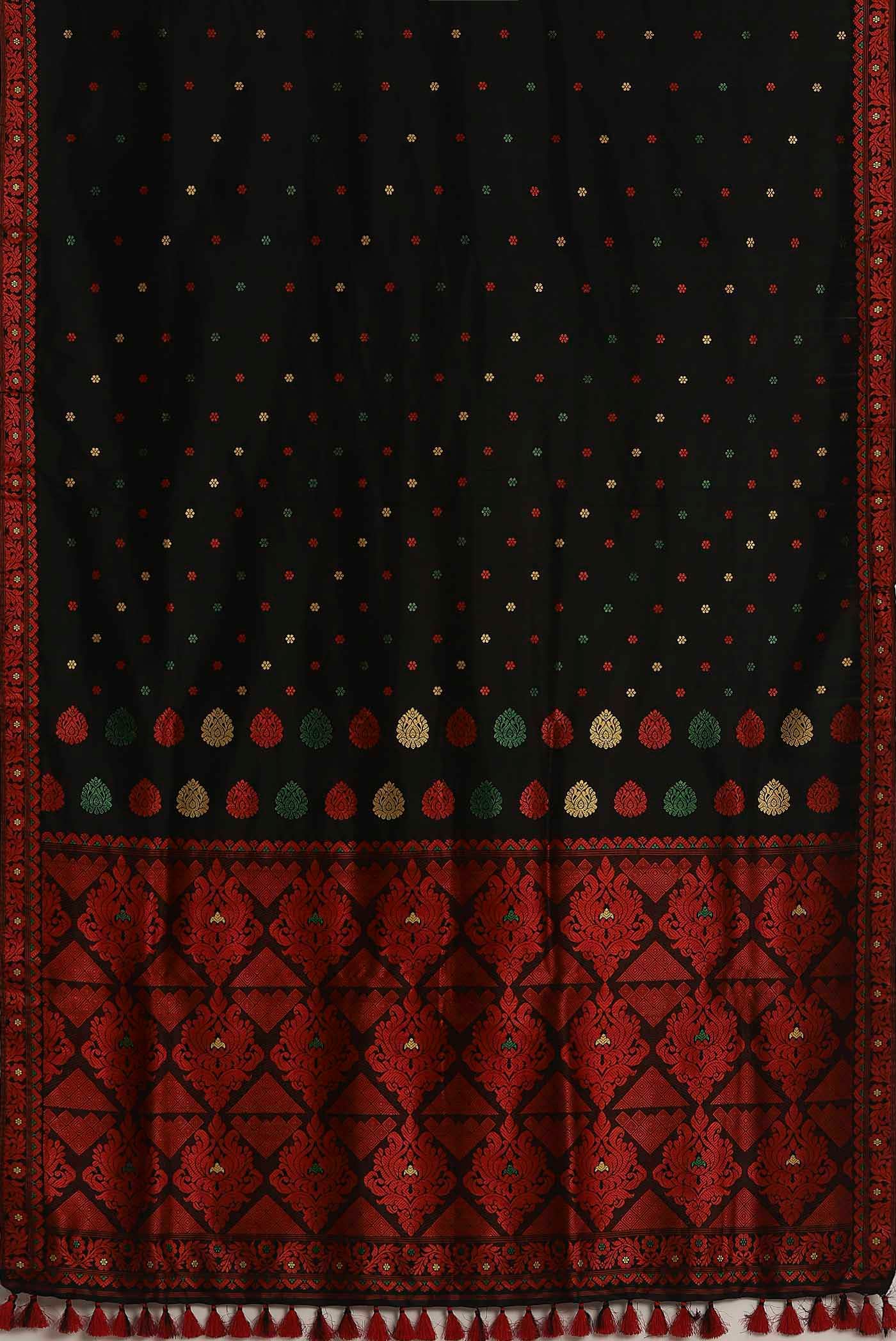 Black Assam Silk Saree