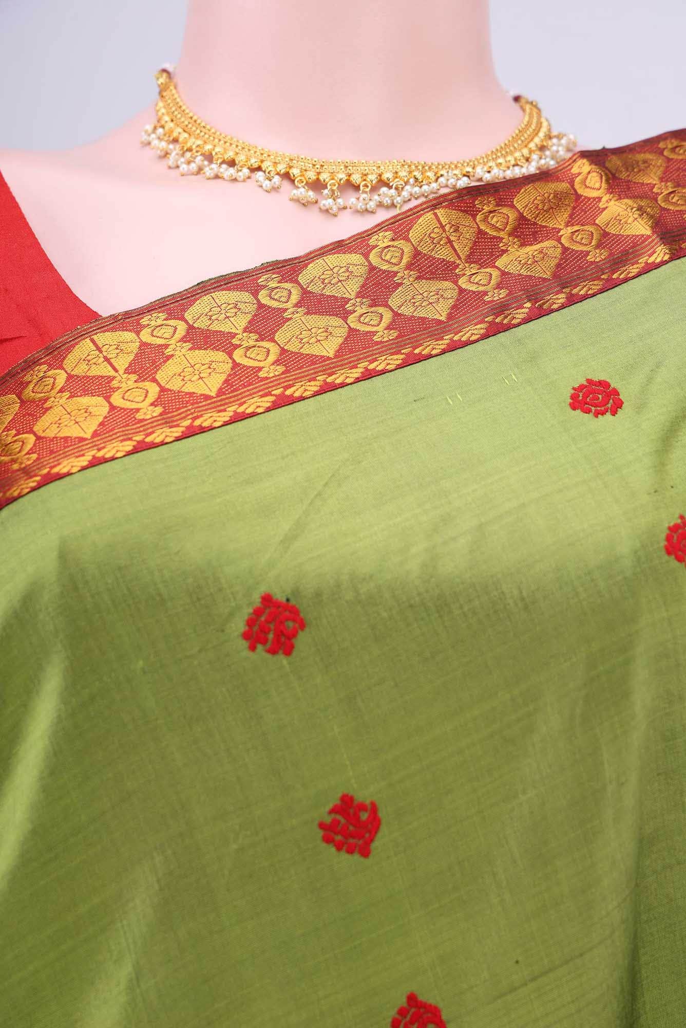 Mehandi Green Assam Silk Saree