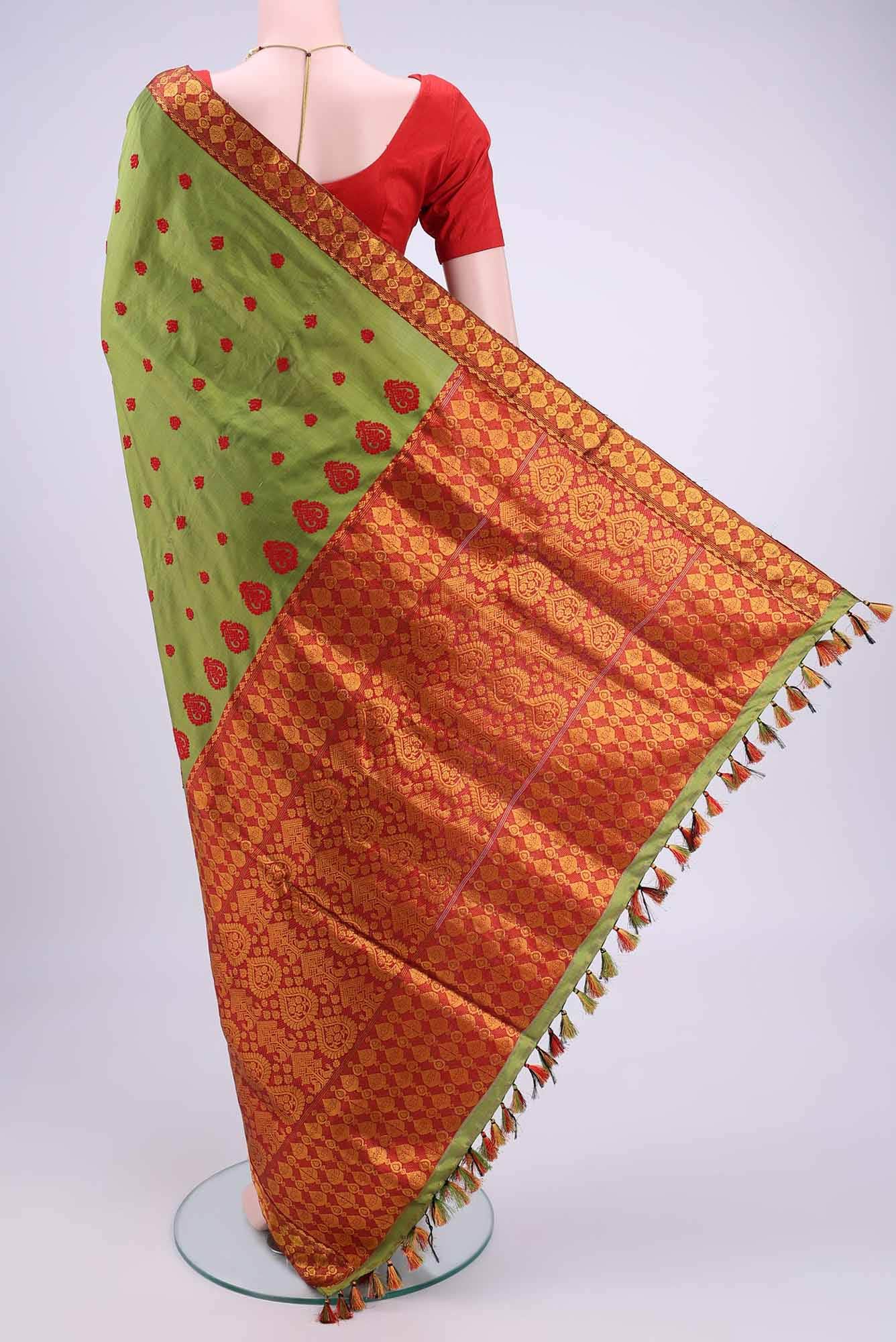 Mehandi Green Assam Silk Saree