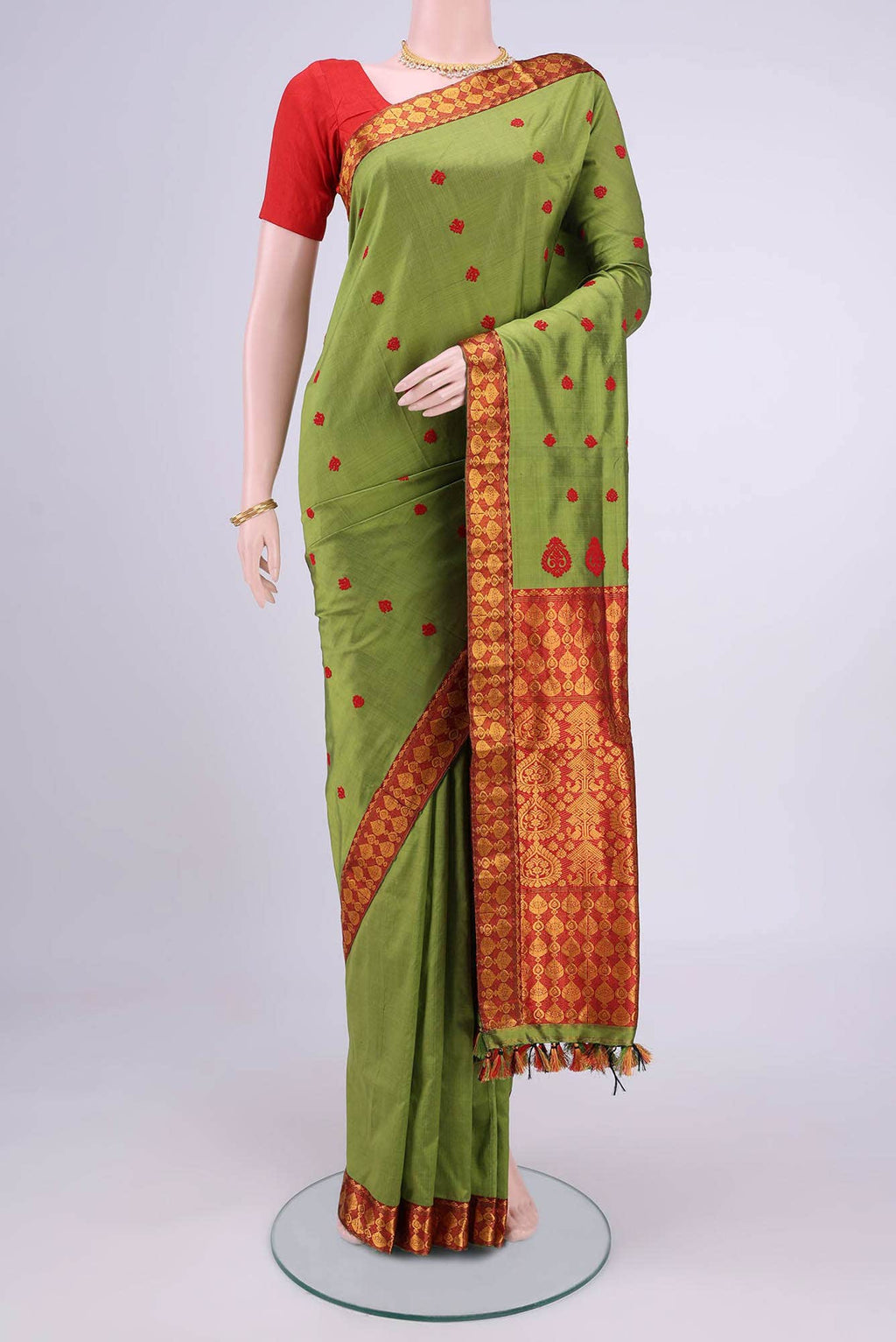 Mehandi Green Assam Silk Saree