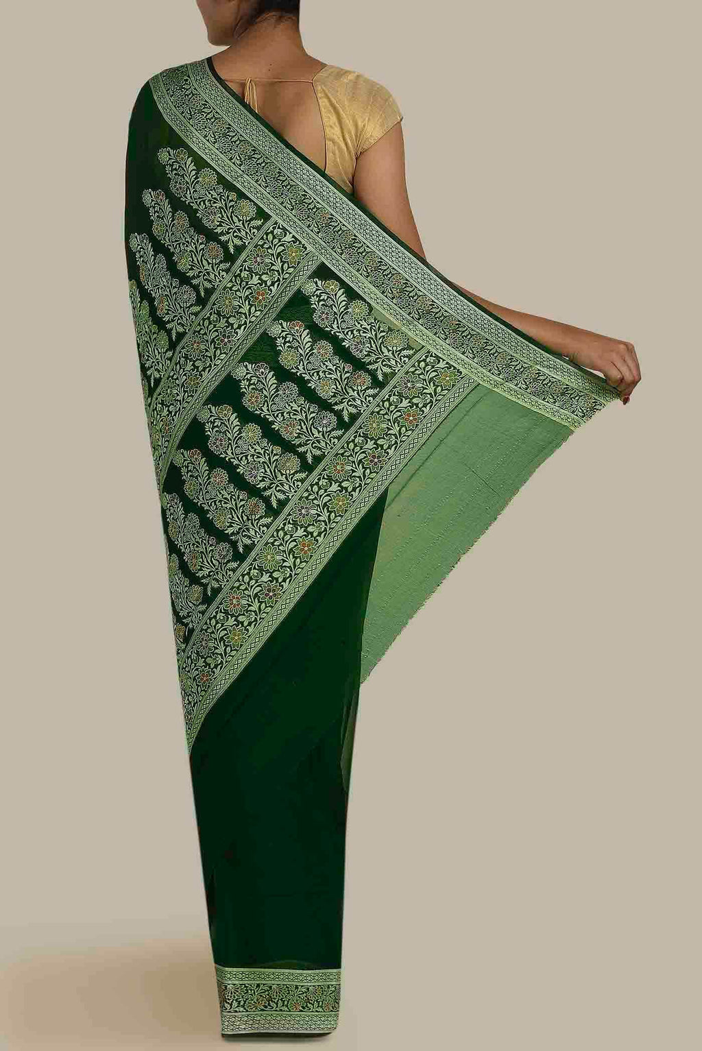 Green Banarasi Georgette Saree