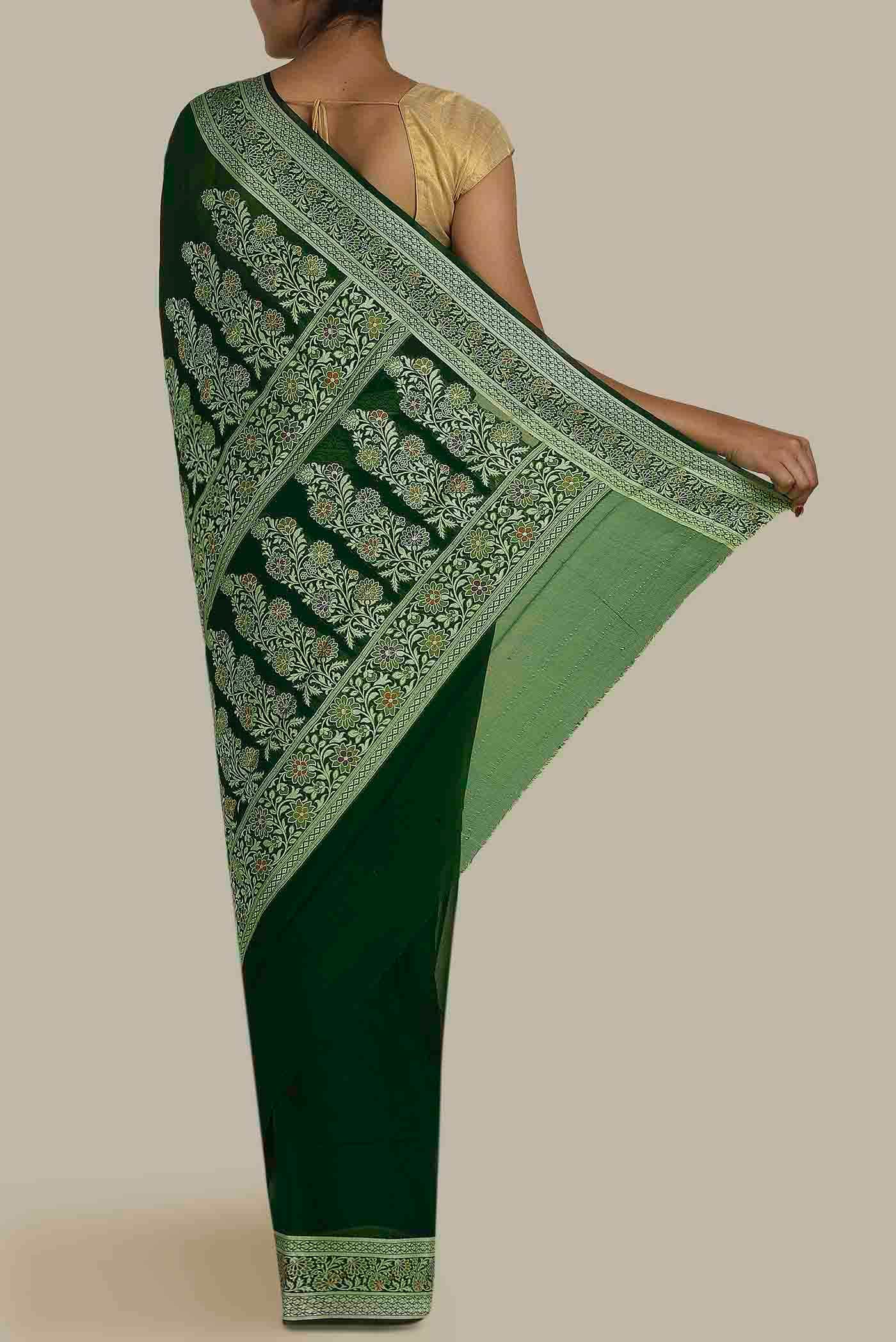 Green Banarasi Georgette Saree