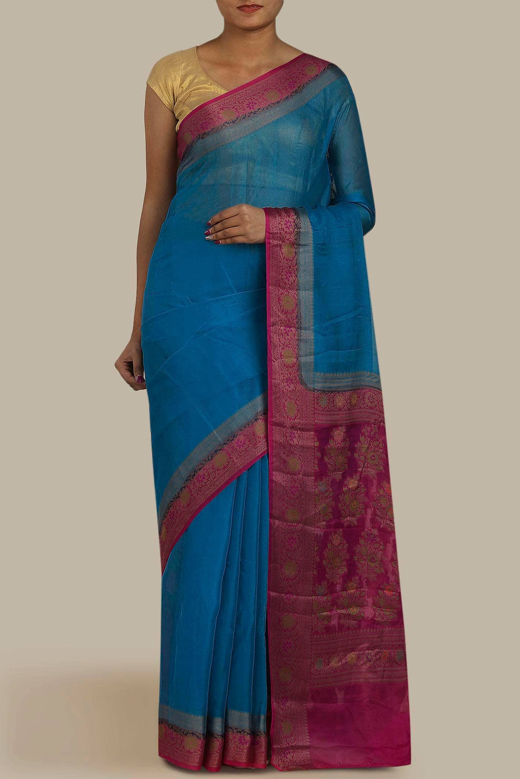 Blue Banarasi Georgette Saree