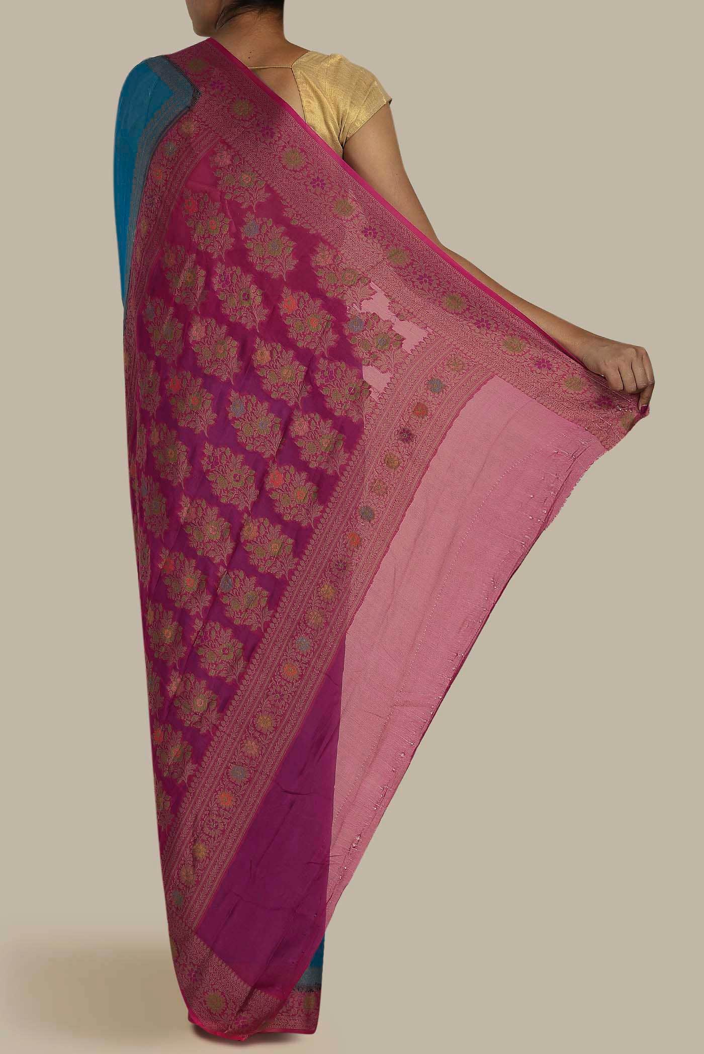 Blue Banarasi Georgette Saree