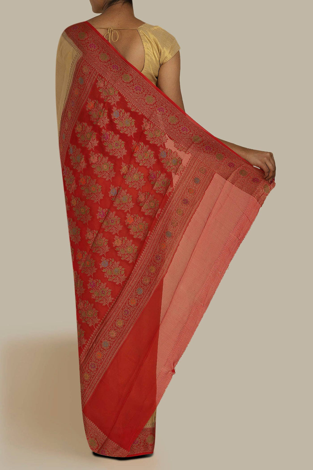 Beige Banarasi Georgette Saree