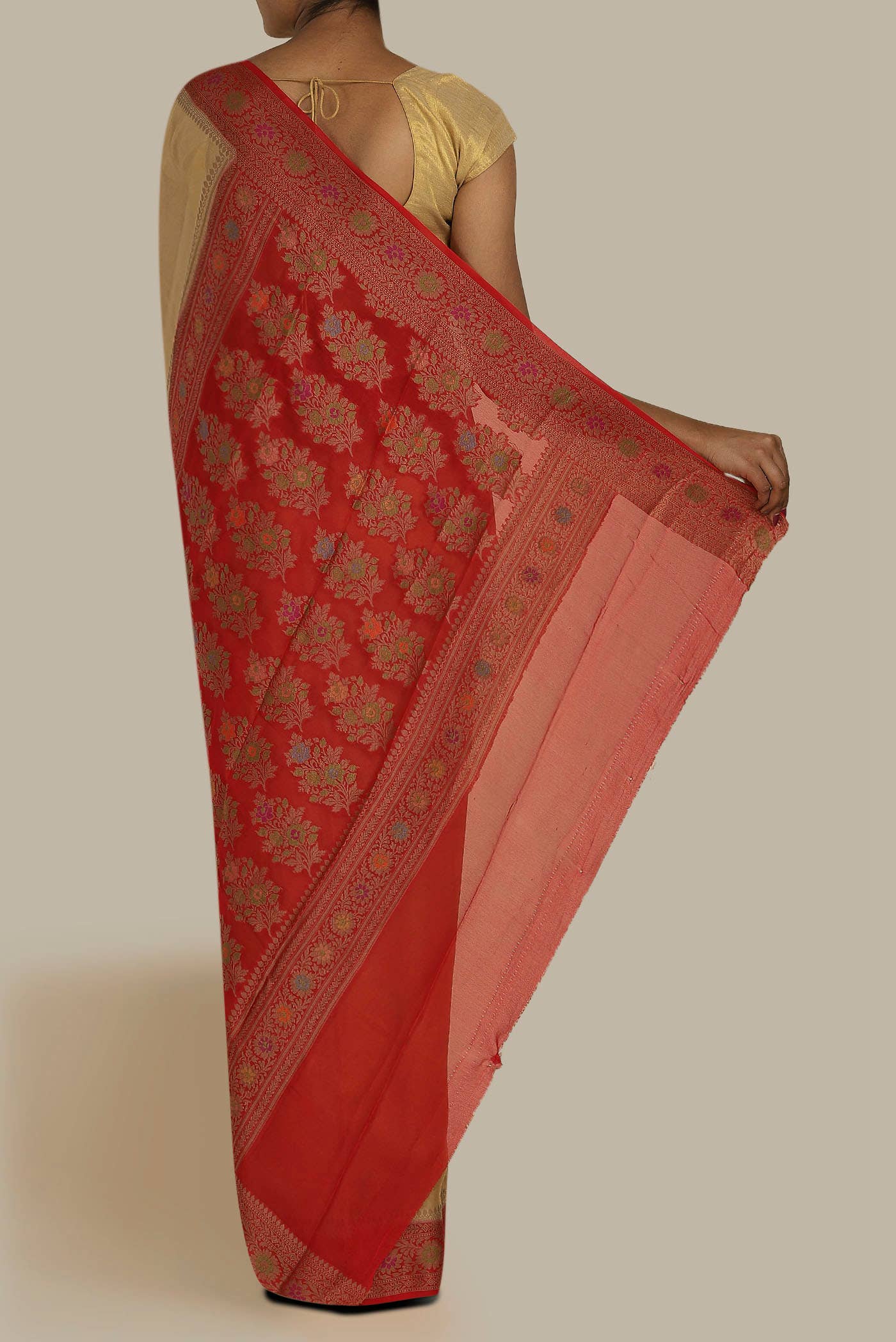 Beige Banarasi Georgette Saree