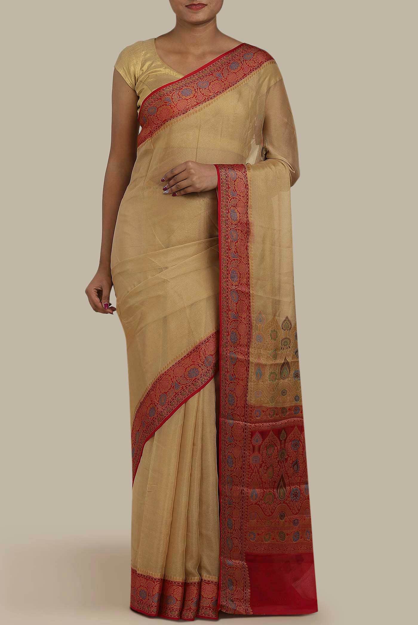 Beige Banarasi Georgette Saree