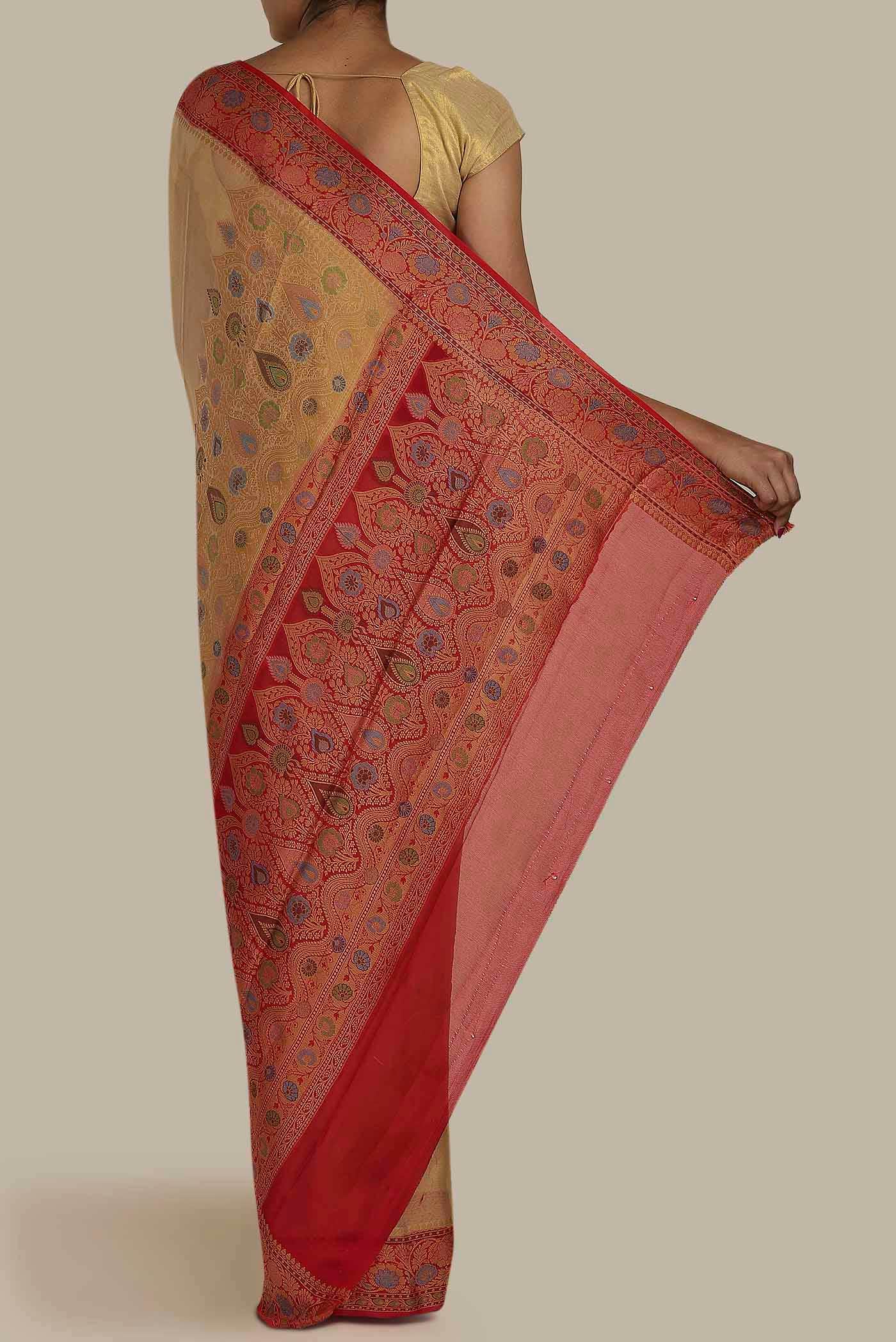 Beige Banarasi Georgette Saree