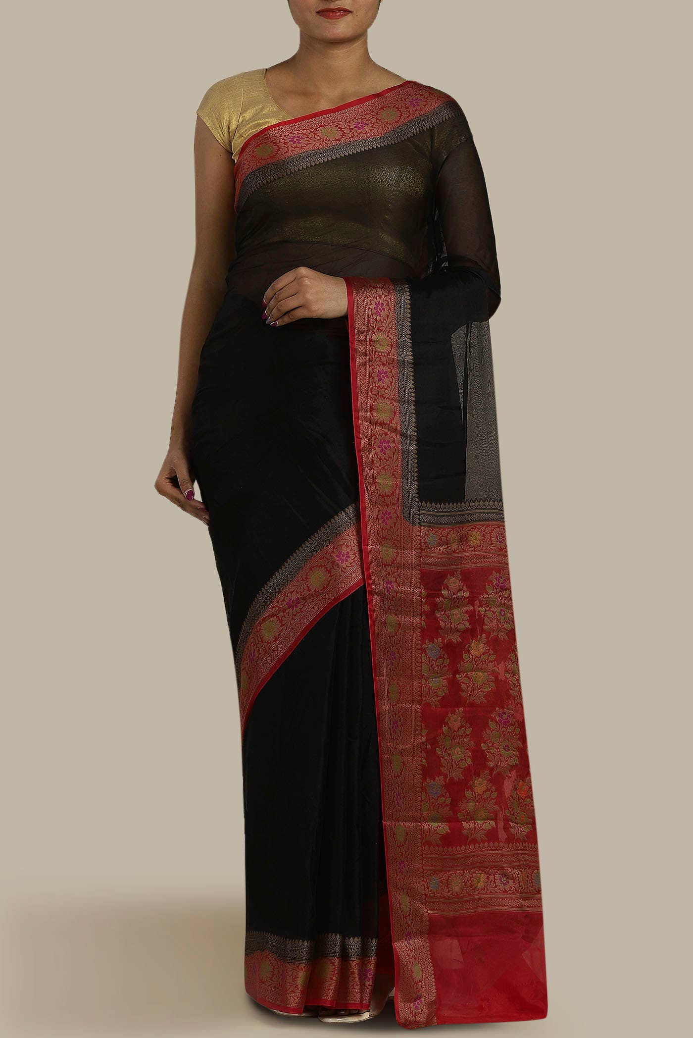 Black Banarasi Georgette Saree