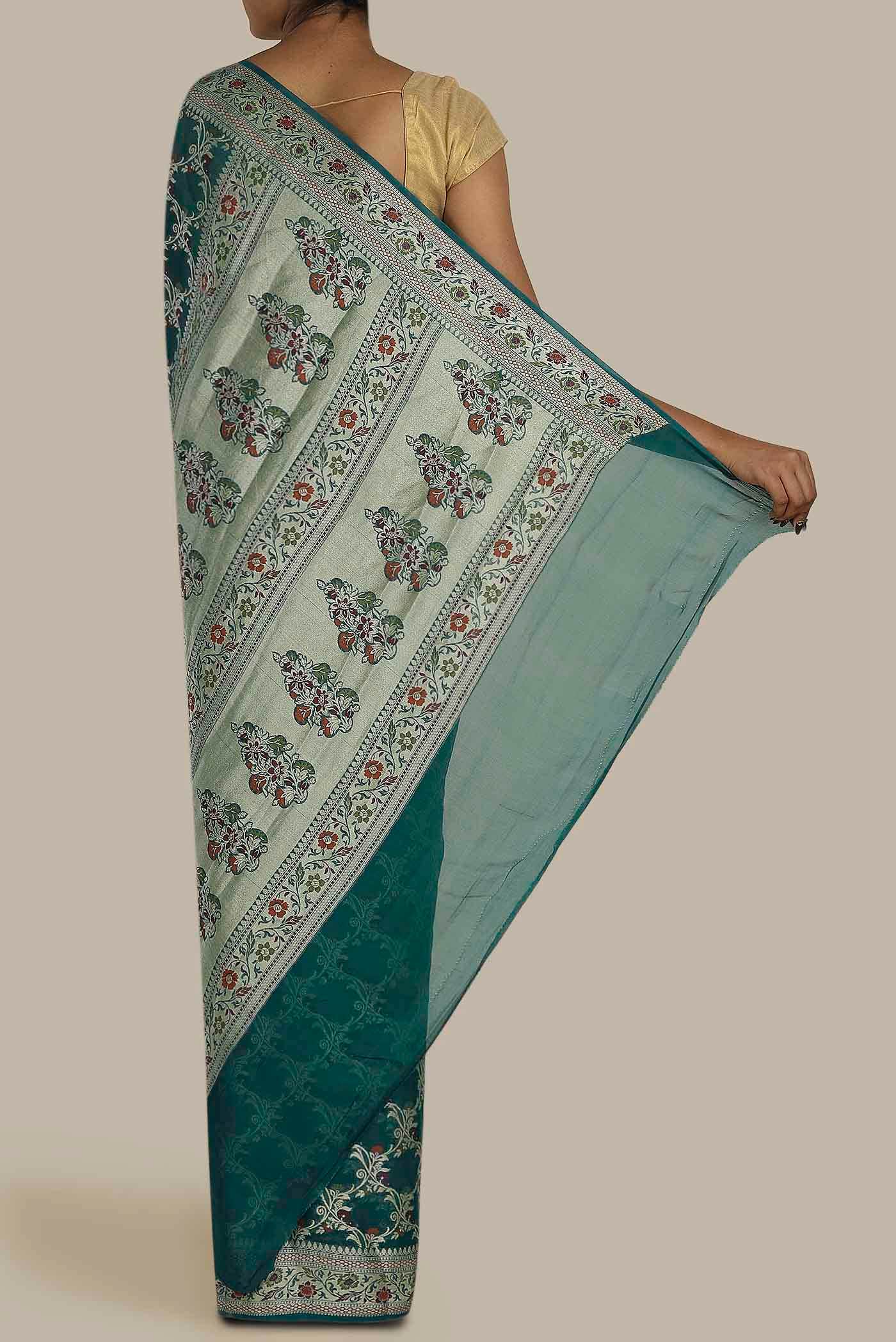 Green Banarasi Georgette Saree