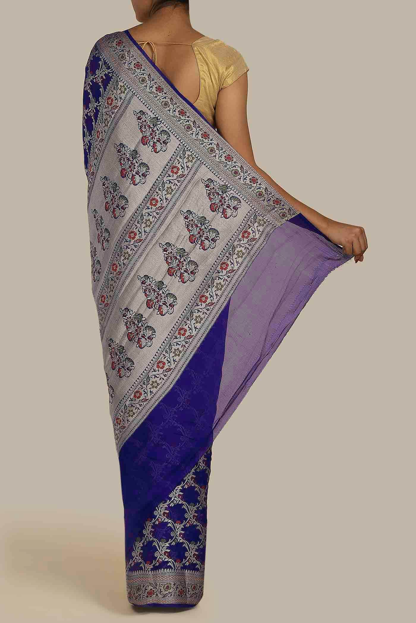 Blue Banarasi Georgette Saree
