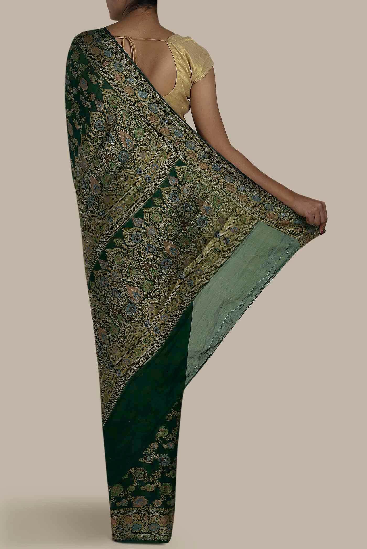 Green Banarasi Georgette Saree