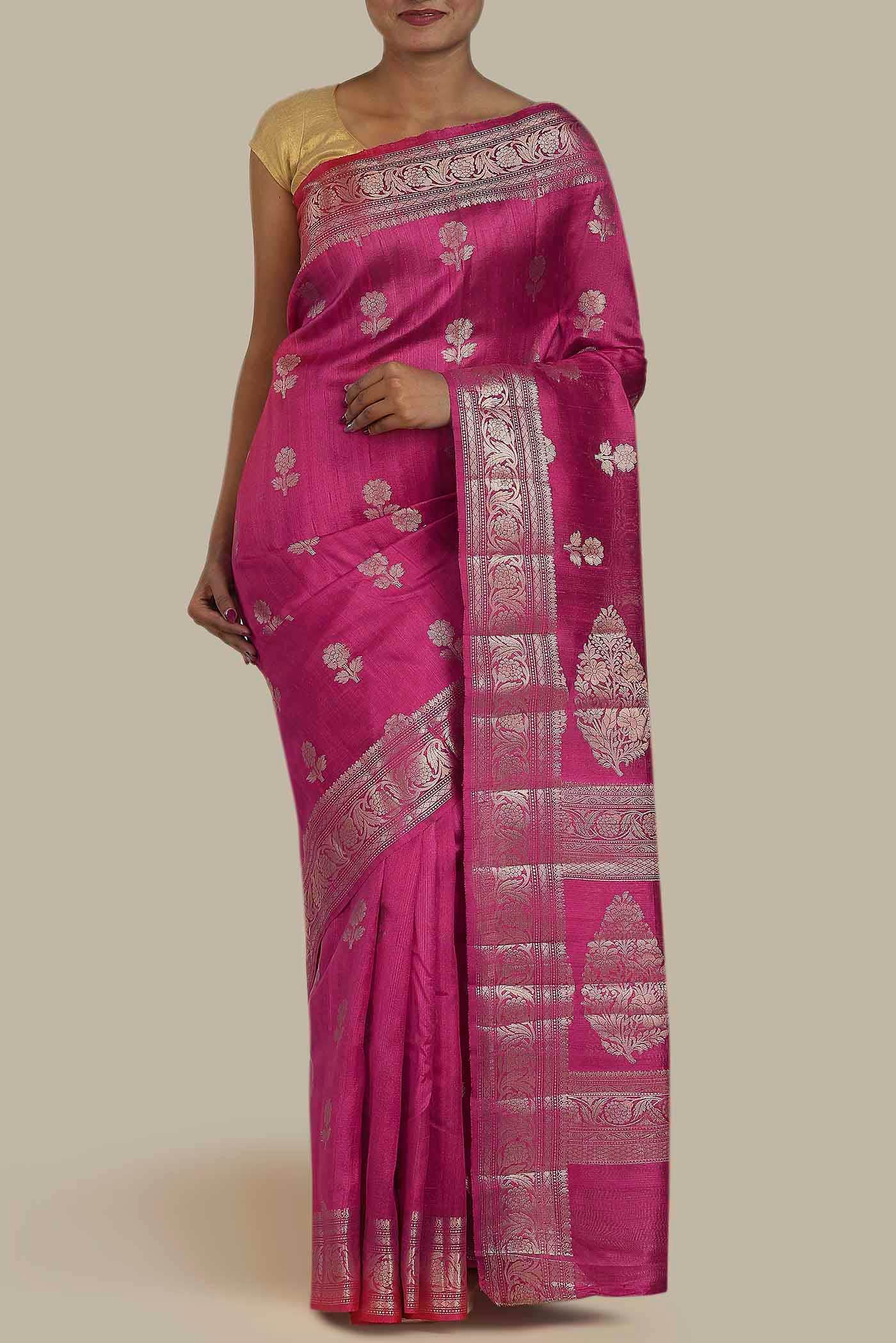Pink Raw Silk Saree