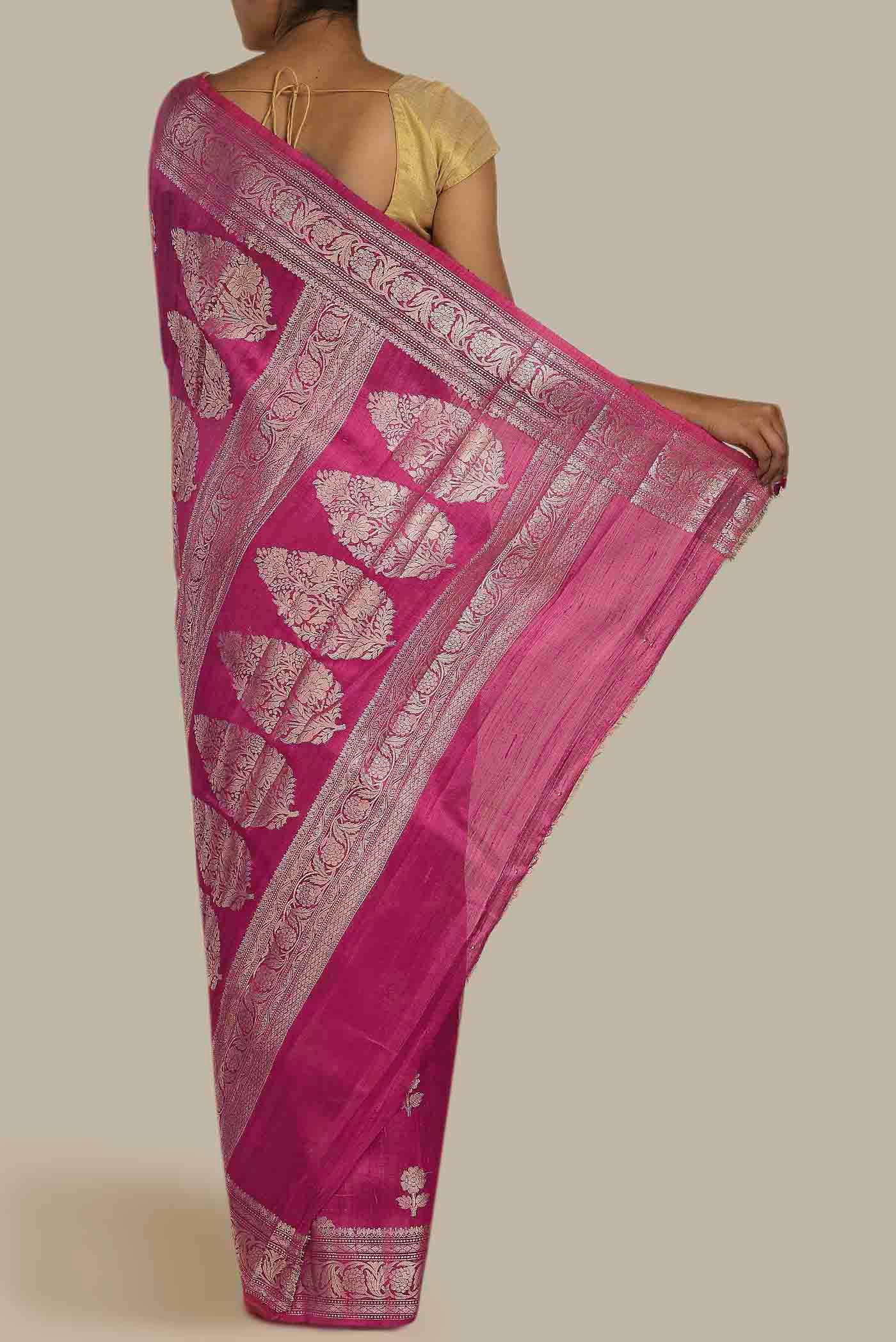 Pink Raw Silk Saree