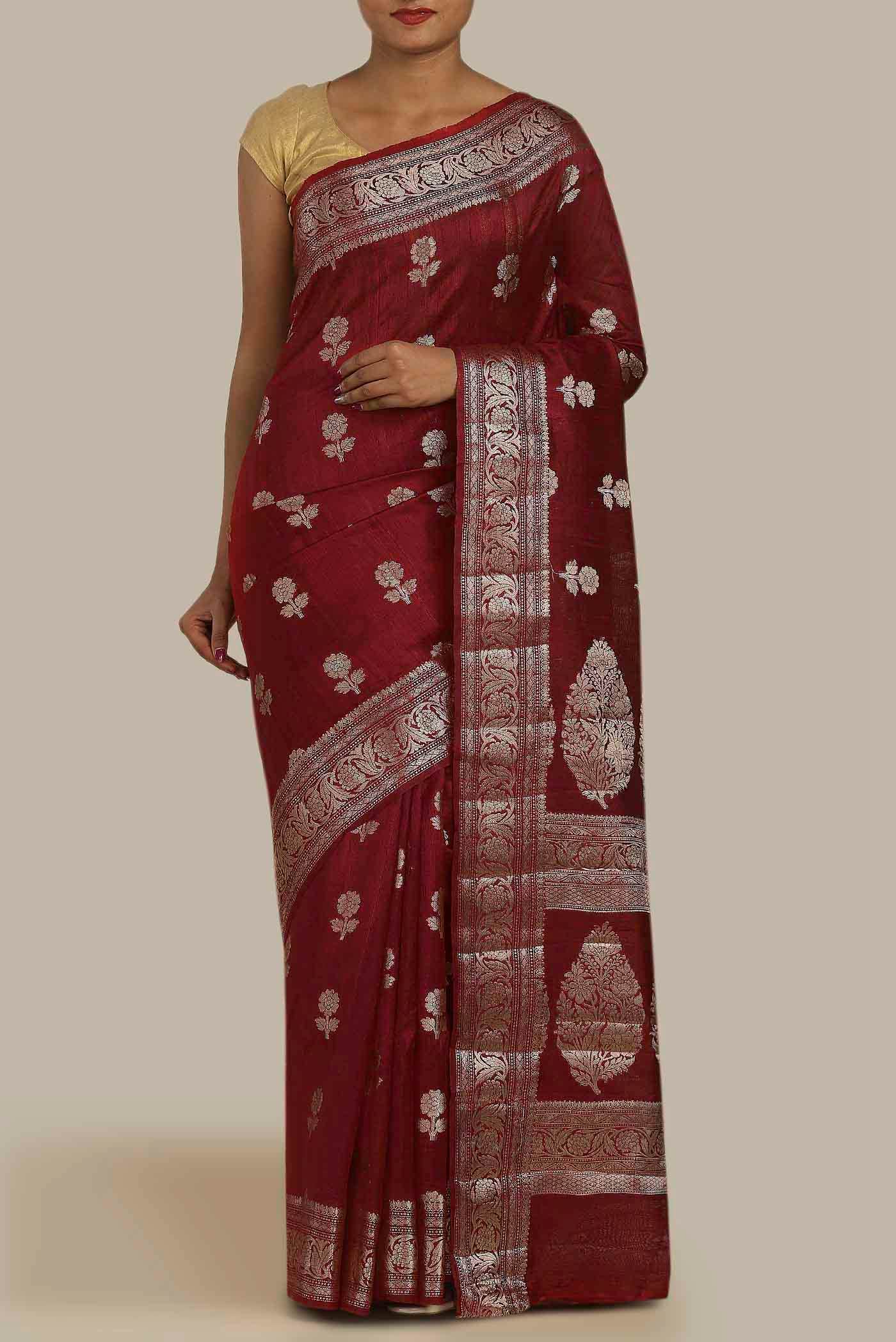 Maroon Raw Silk Saree