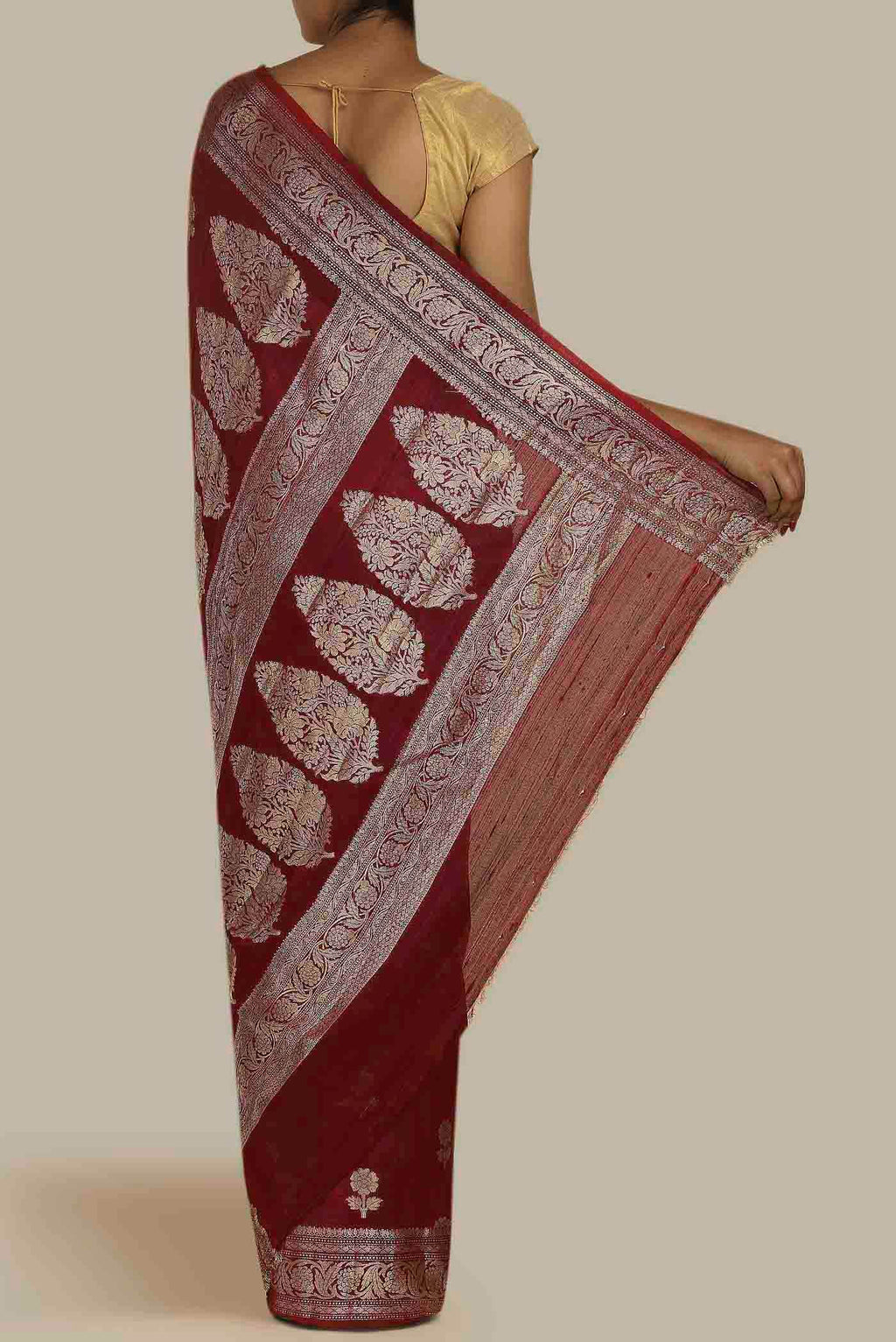 Maroon Raw Silk Saree