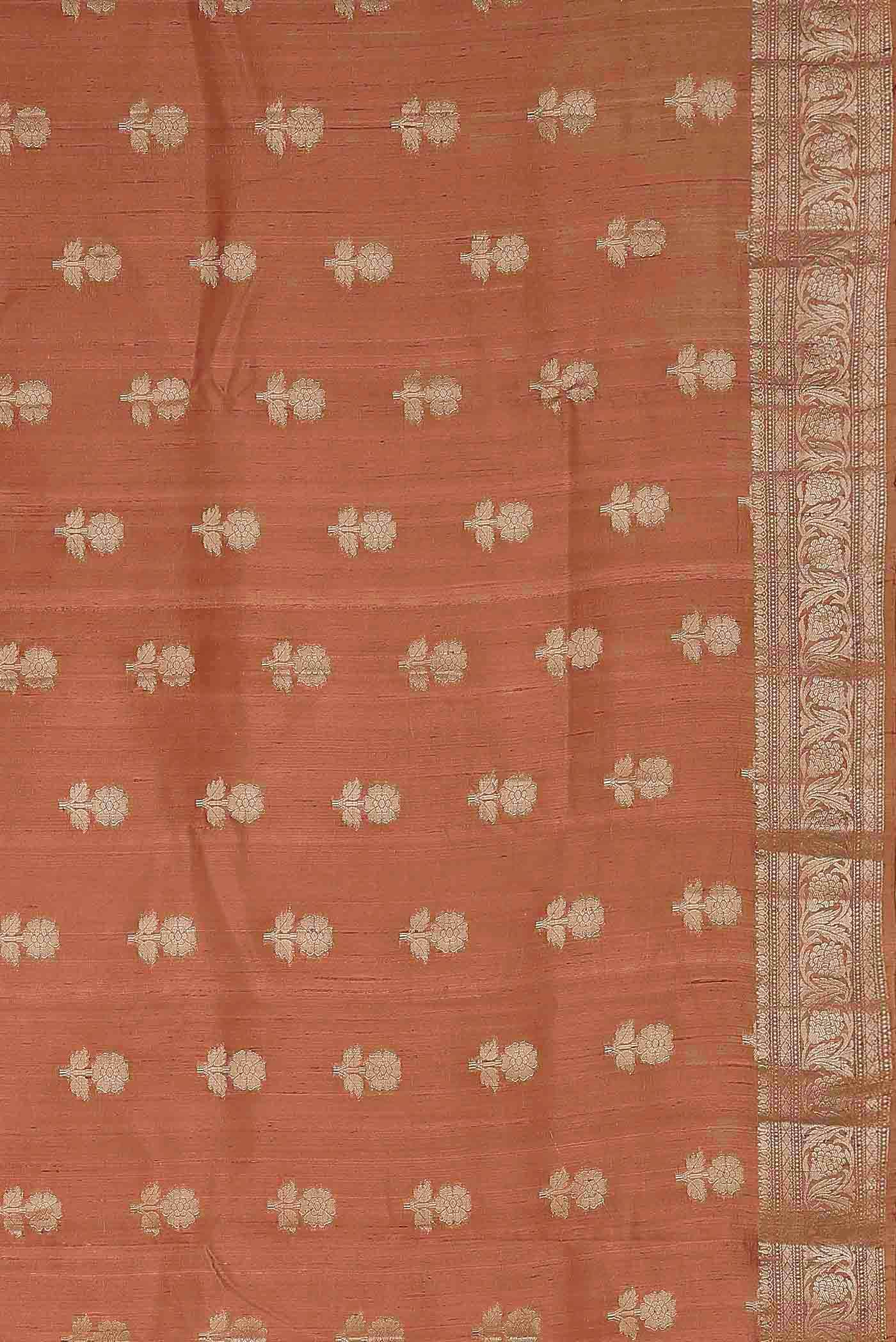 Coral Raw Silk Saree