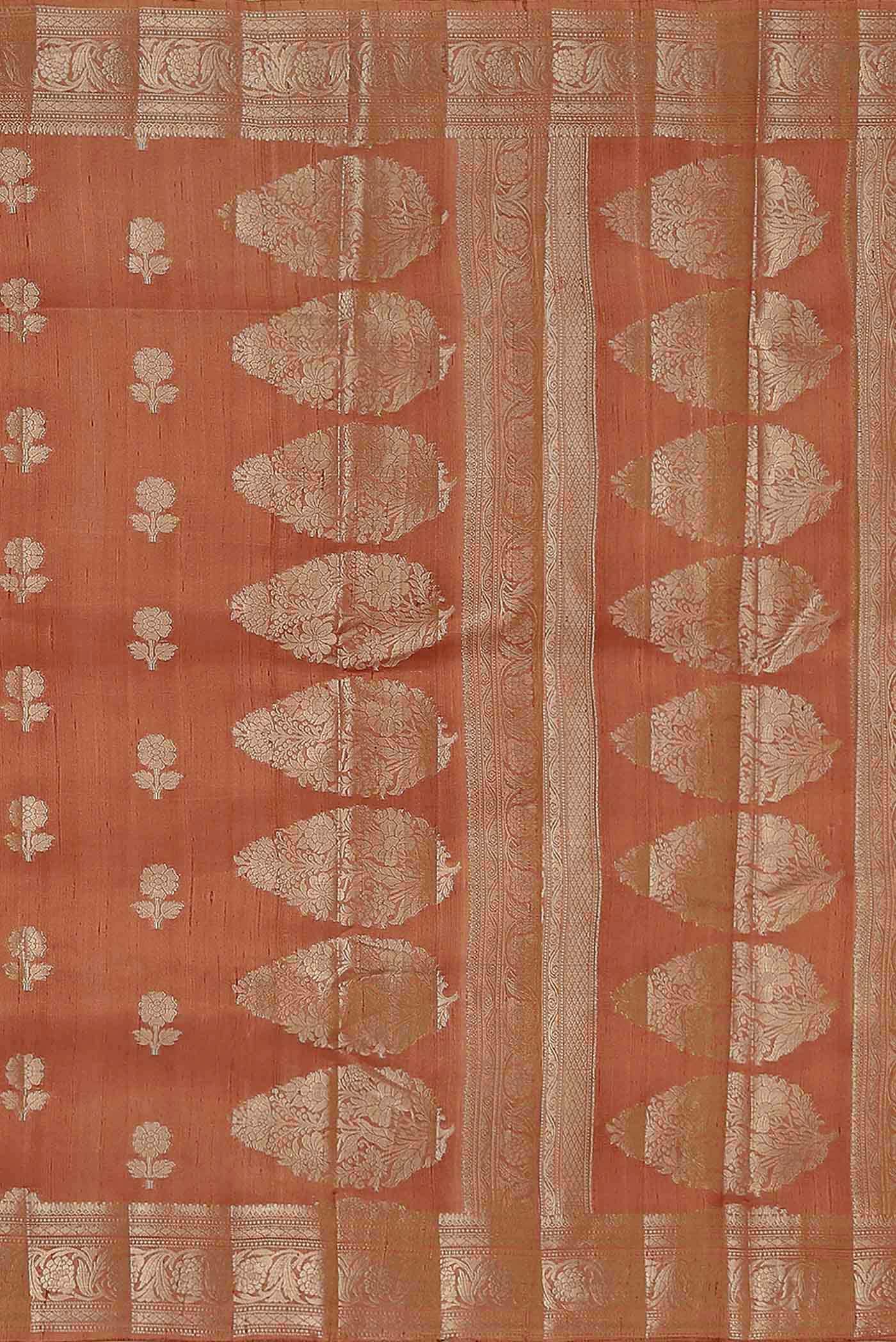 Coral Raw Silk Saree