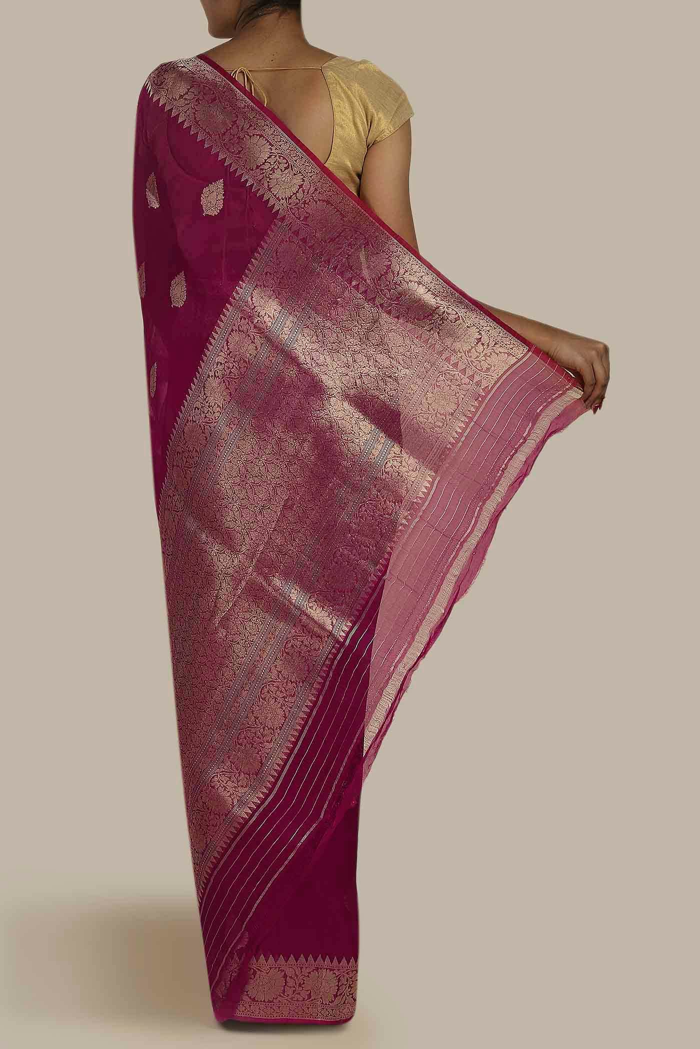 Pink Organza Silk Saree