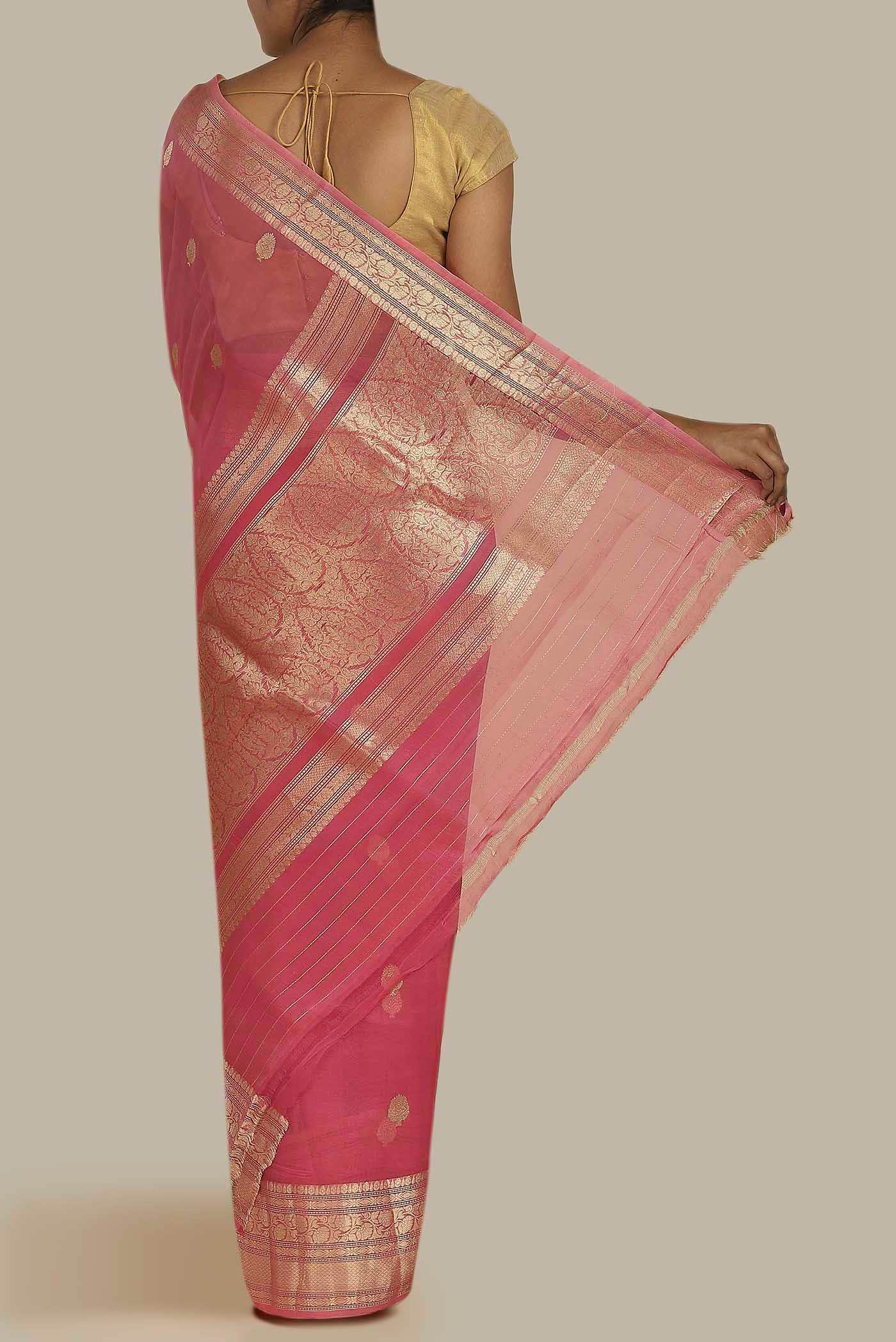 Pink Organza Silk Saree