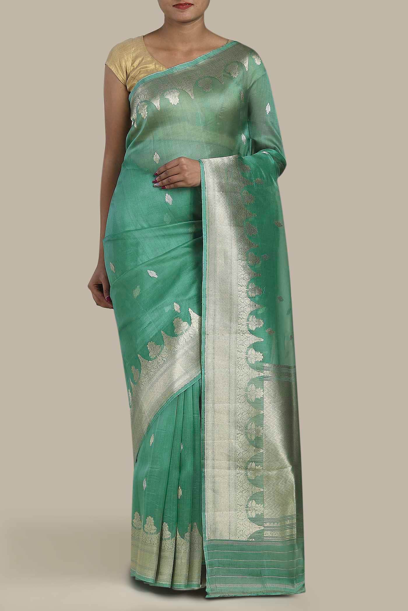 Green Organza Silk Saree