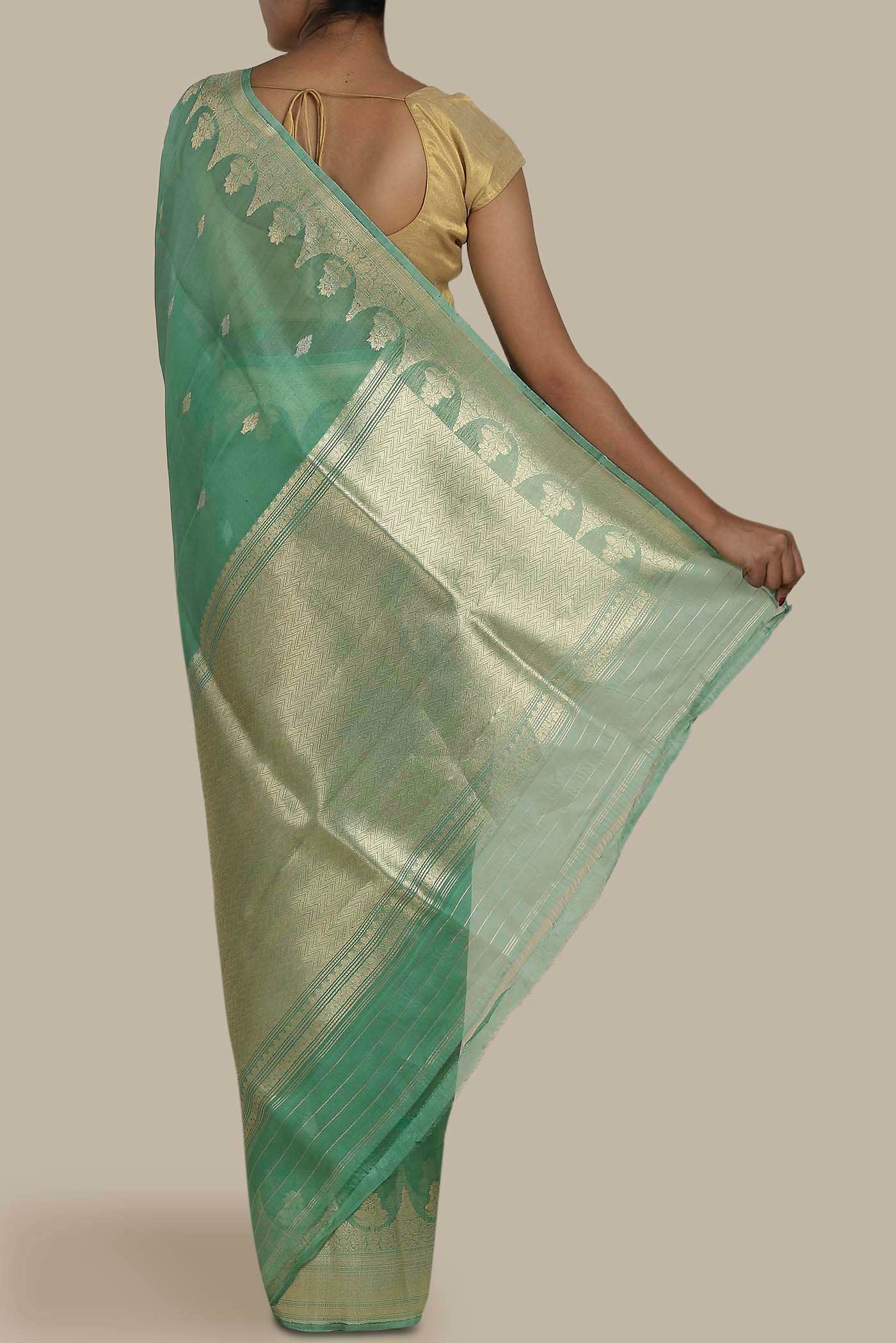 Green Organza Silk Saree