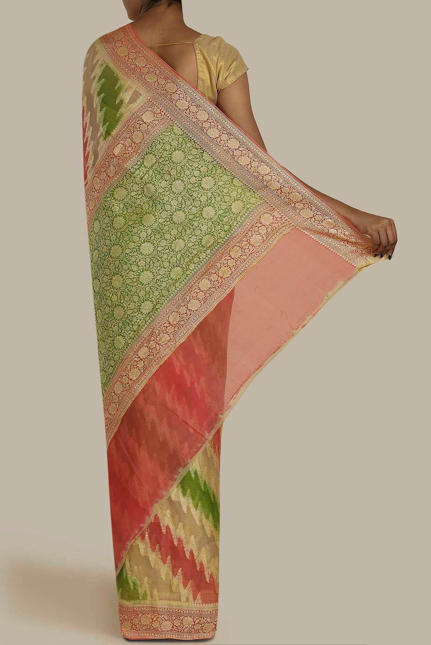 Beige Banarasi Georgette Saree